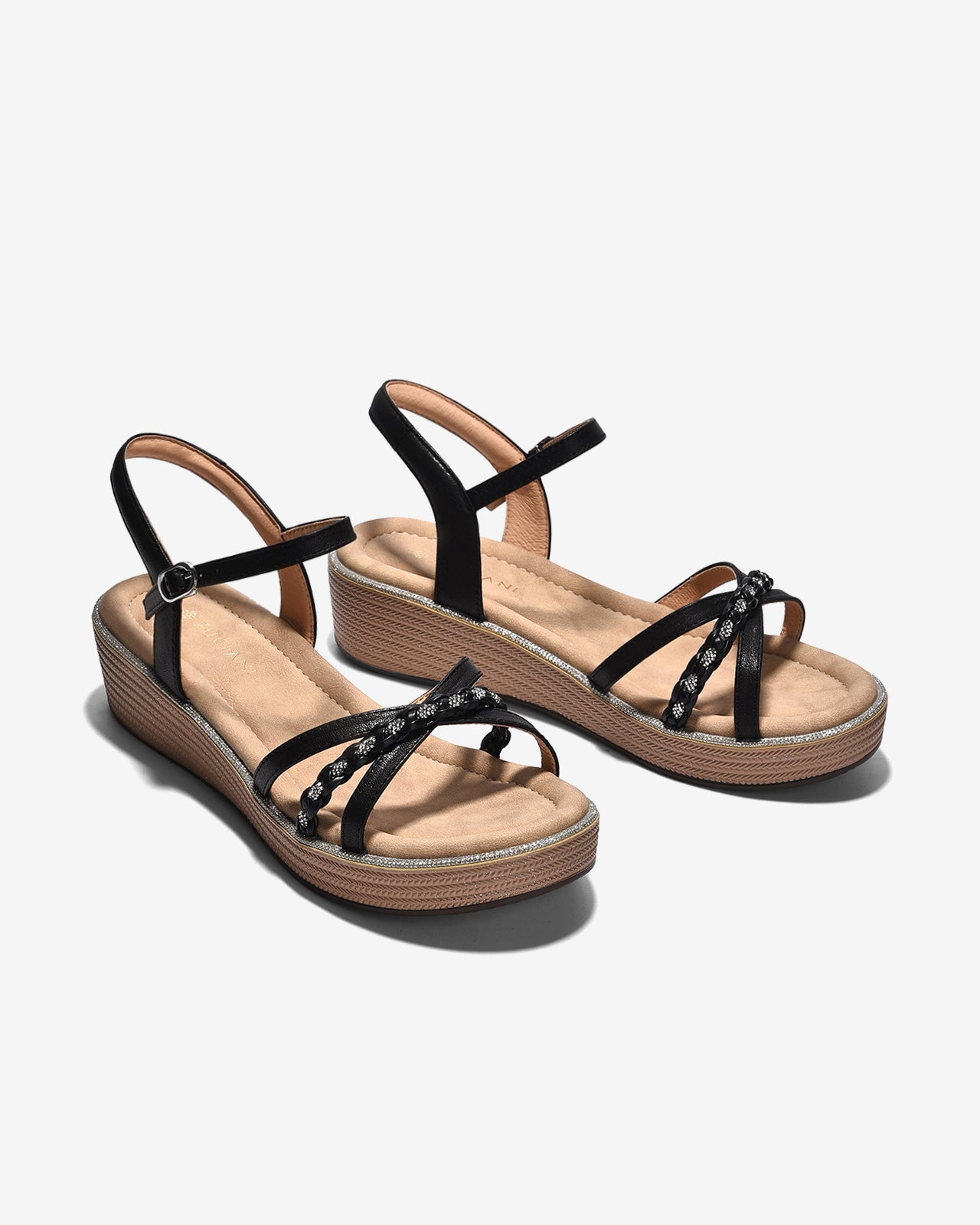 Giày Sandal Xuồng Zuciani Phối Kim Sa-SMD02Đen Color1