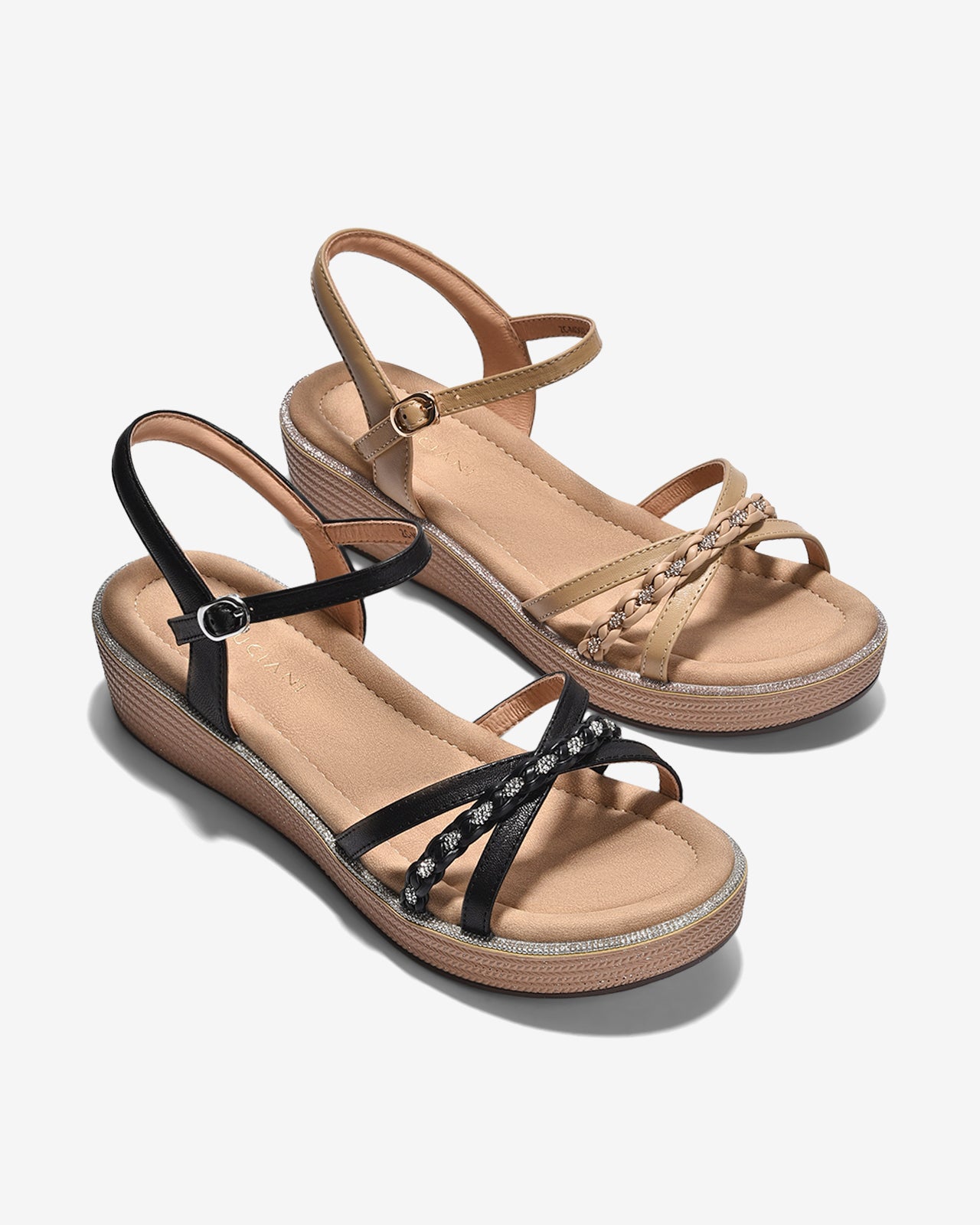 Giày Sandal Xuồng Zuciani Phối Kim Sa-SMD02Đen Color1