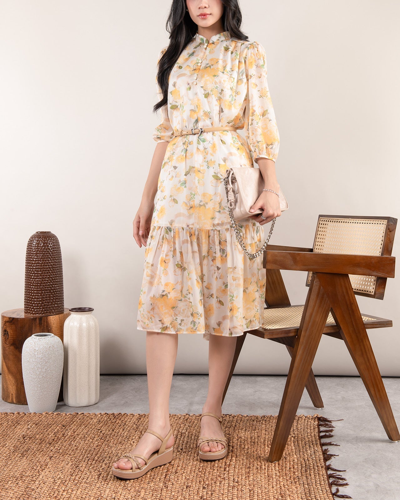 Giày Sandal Xuồng Zuciani Phối Kim Sa-SMD02Kem Color1