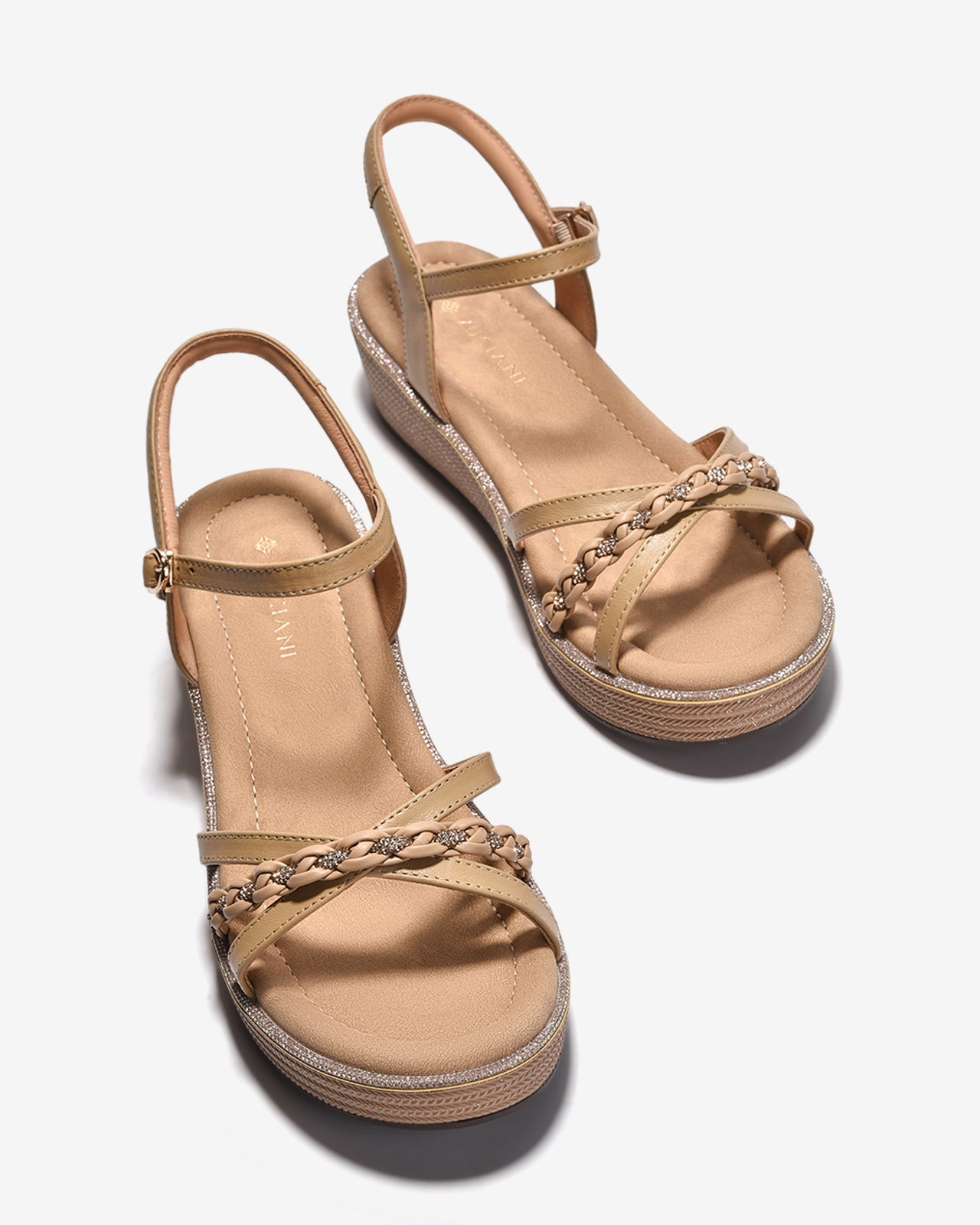 Giày Sandal Xuồng Zuciani Phối Kim Sa-SMD02Kem Color1