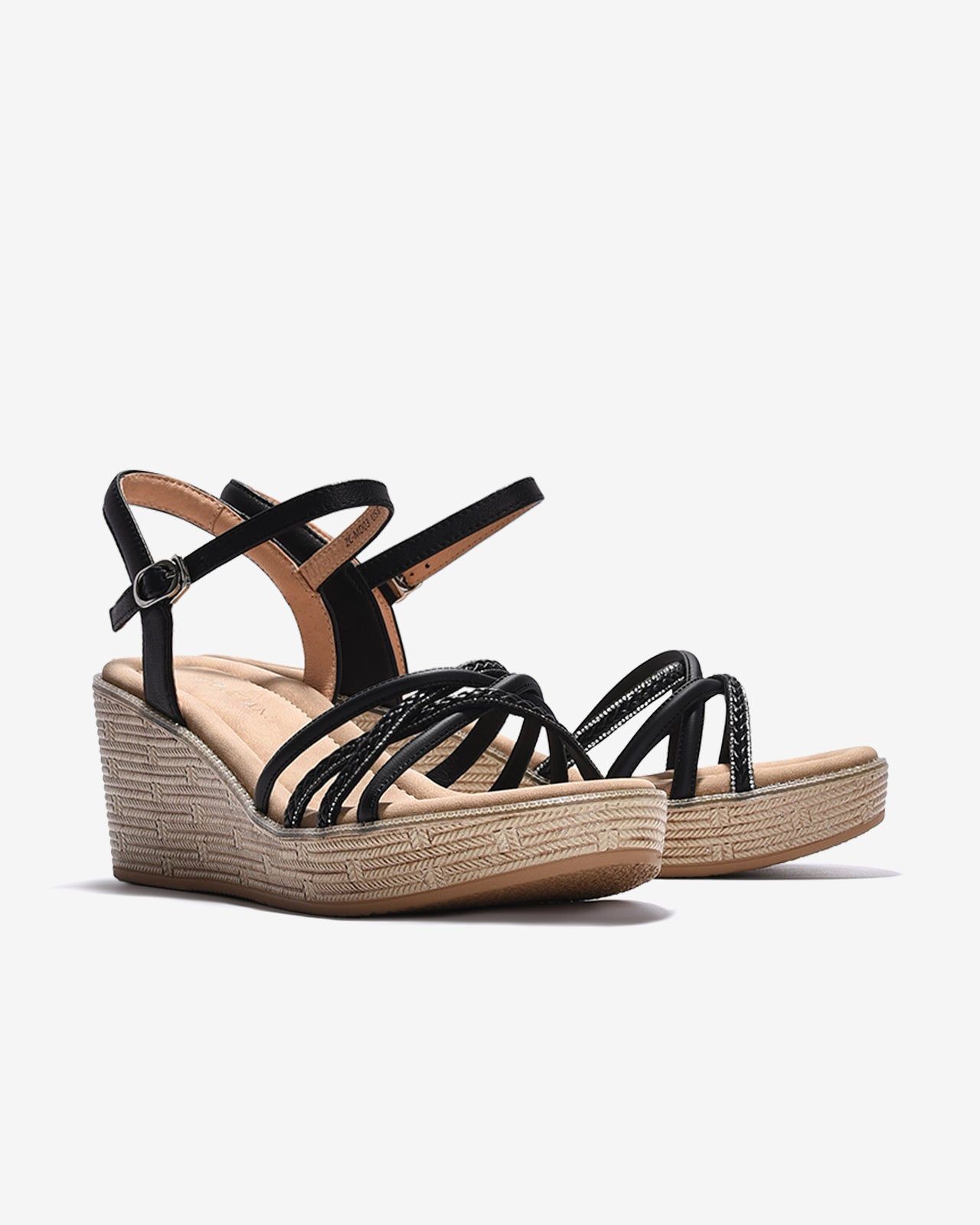 Giày Sandal Xuồng Zuciani Quai Đan Chéo Ánh Kim-SMD03Đen Color1