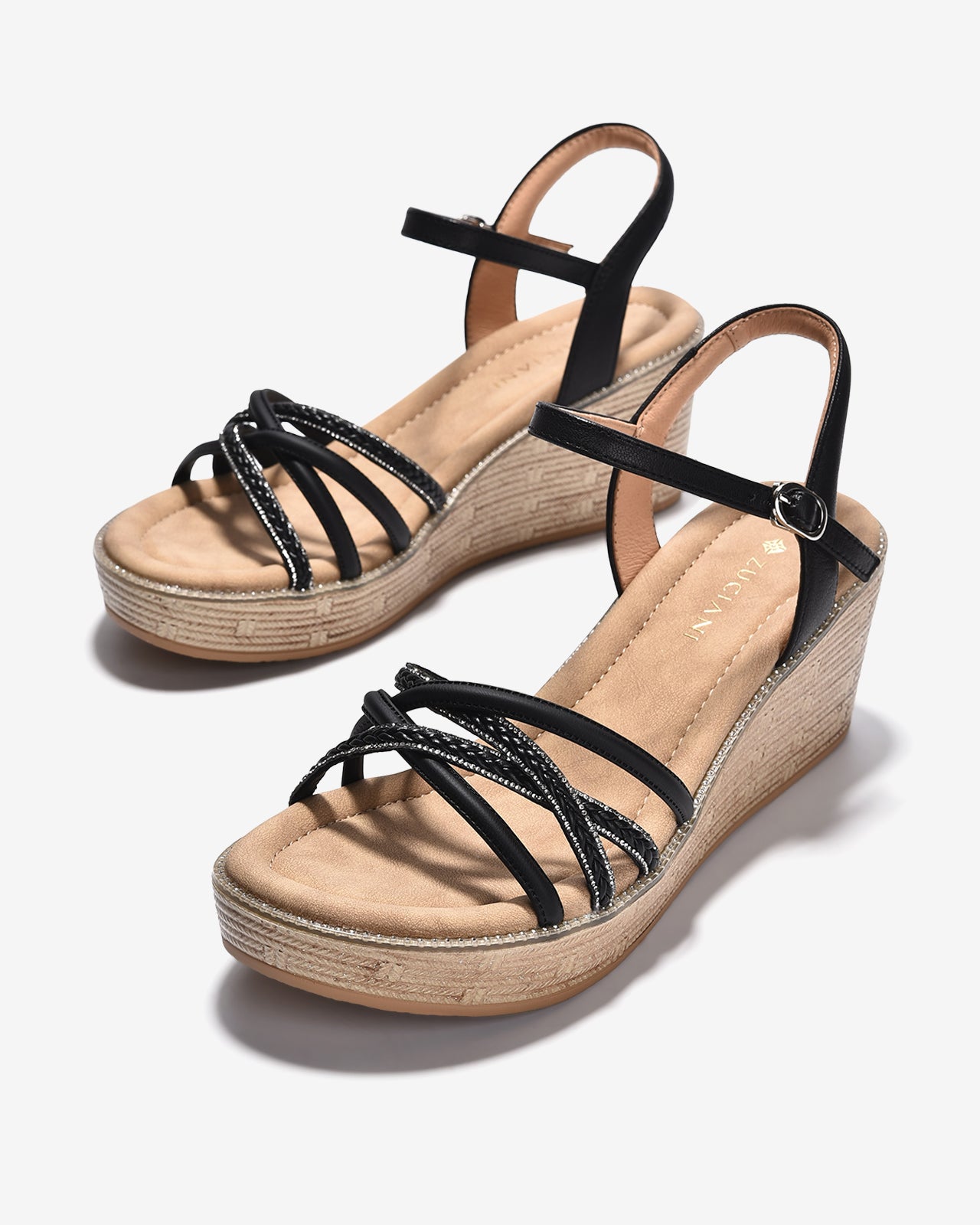 Giày Sandal Xuồng Zuciani Quai Đan Chéo Ánh Kim-SMD03Đen Color1