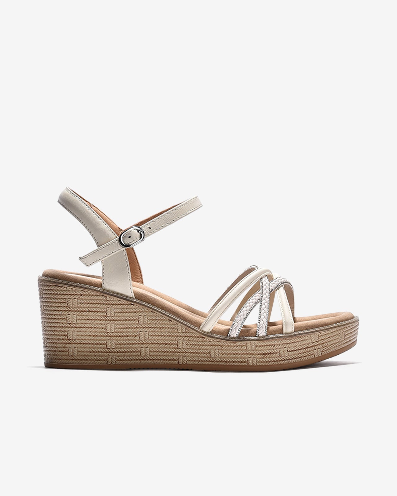 Giày Sandal Xuồng Zuciani Quai Đan Chéo Ánh Kim-SMD03Trắng Color1First