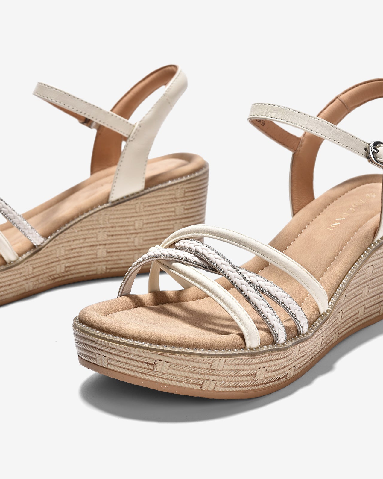 Giày Sandal Xuồng Zuciani Quai Đan Chéo Ánh Kim-SMD03Trắng Color1