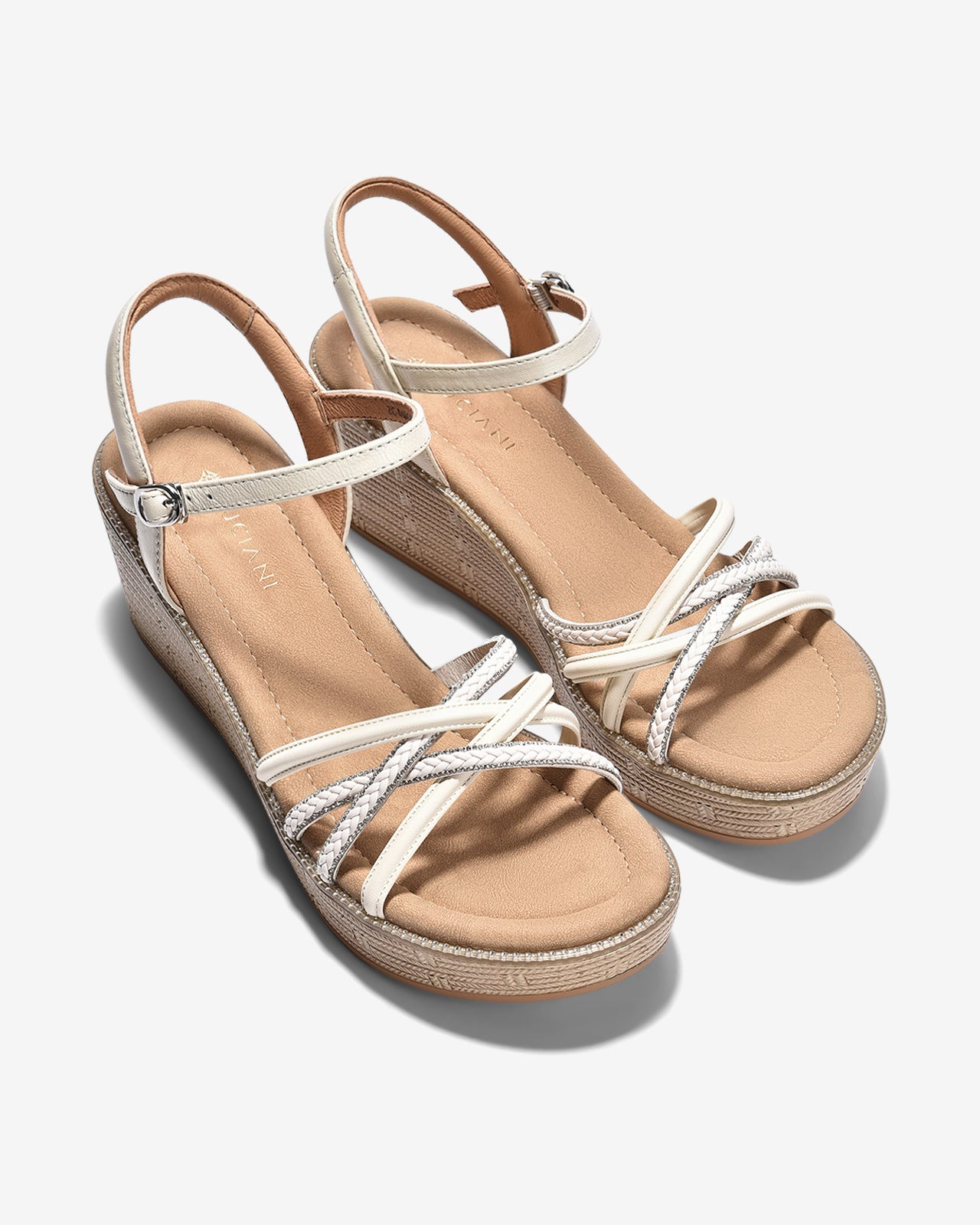 Giày Sandal Xuồng Zuciani Quai Đan Chéo Ánh Kim-SMD03Trắng Color1