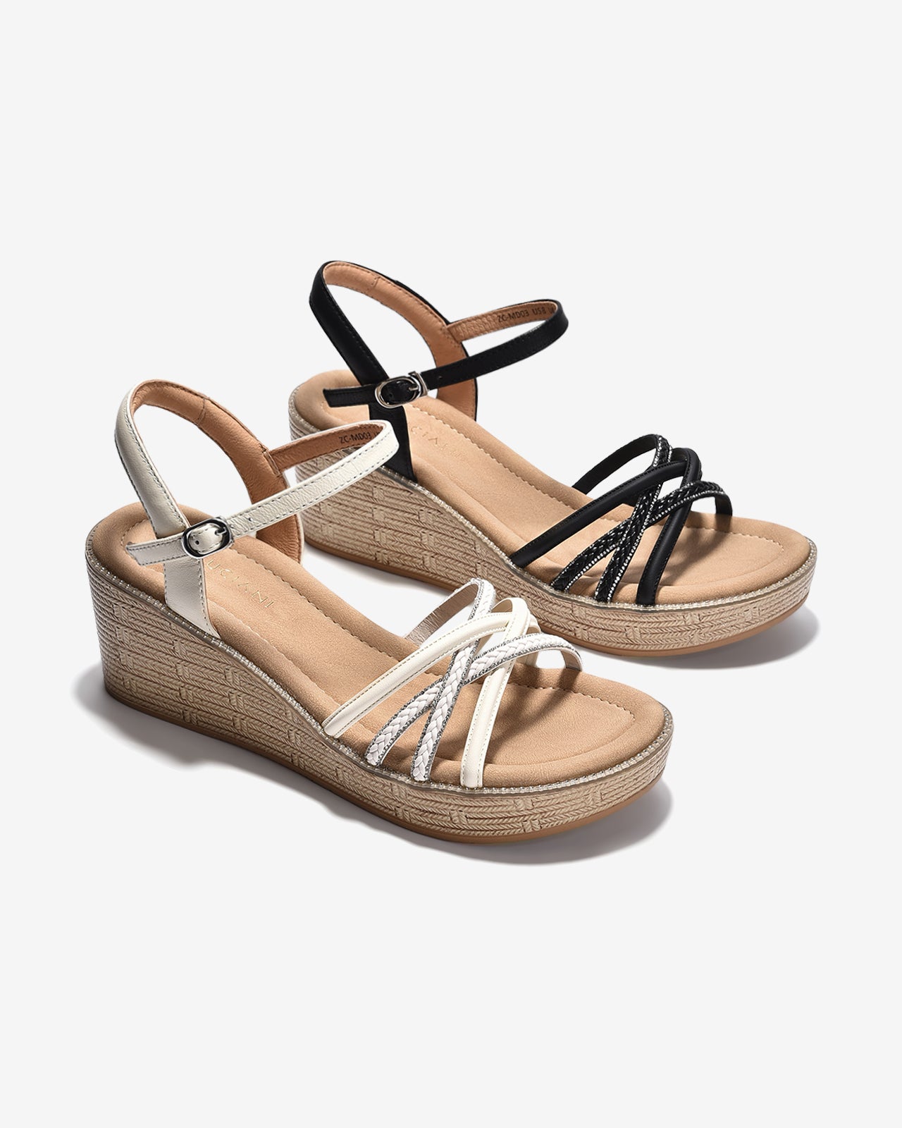 Giày Sandal Xuồng Zuciani Quai Đan Chéo Ánh Kim-SMD03Trắng Color1