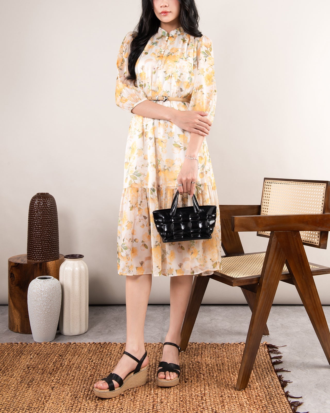 Giày Sandal Xuồng Zuciani Quai Chữ H Cách Điệu-SMD06-Đen Color1