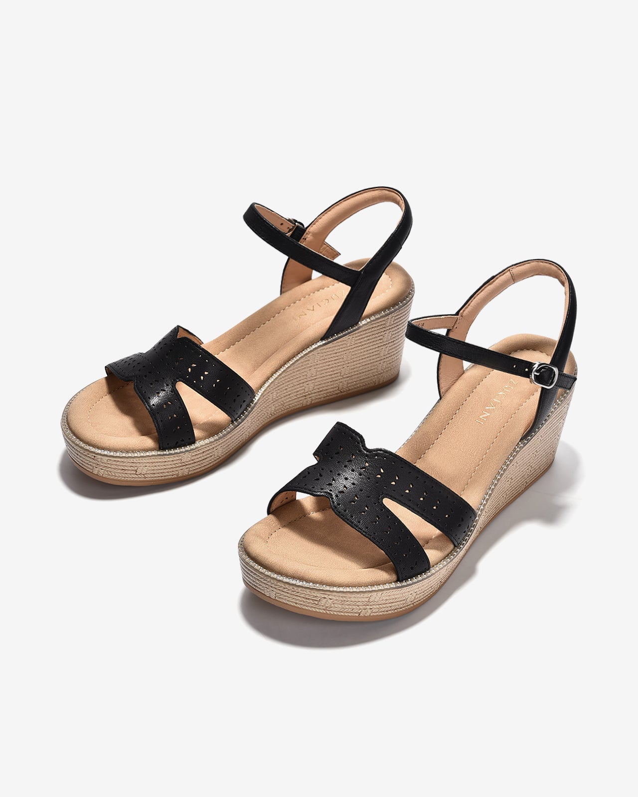 Giày Sandal Xuồng Zuciani Quai Chữ H Cách Điệu-SMD06-Đen Color1