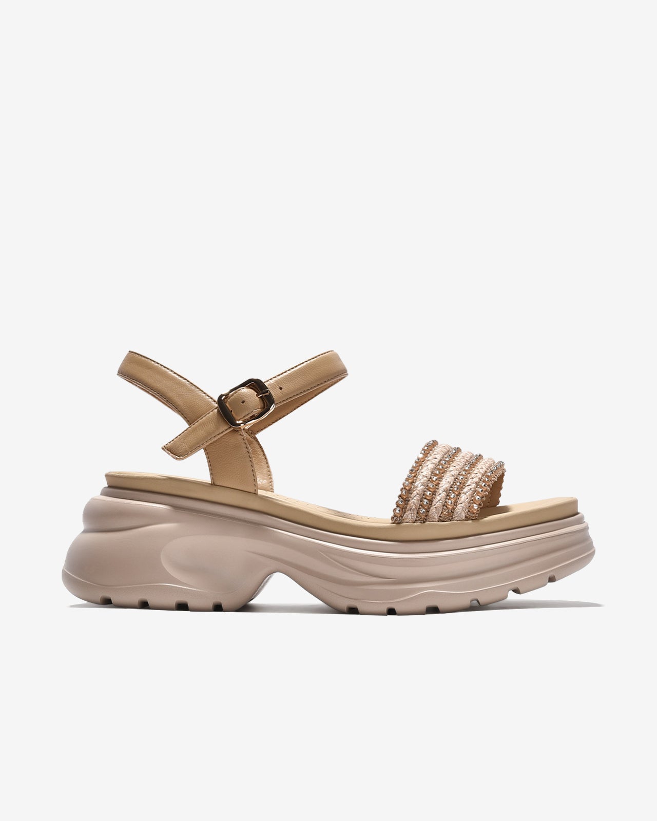Giày Sandal Xuồng Zuciani Quai Đan Dây Đính Đá-SMD07Kem Color1First