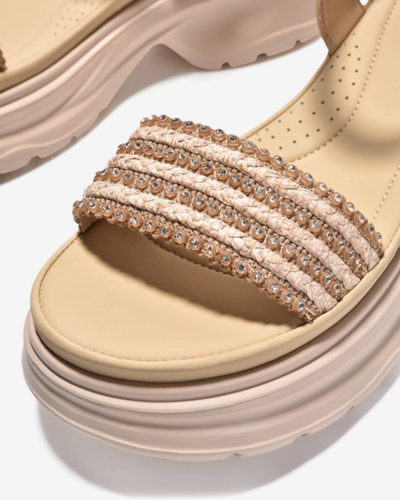 Giày Sandal Xuồng Zuciani Quai Đan Dây Đính Đá-SMD07Kem Color1