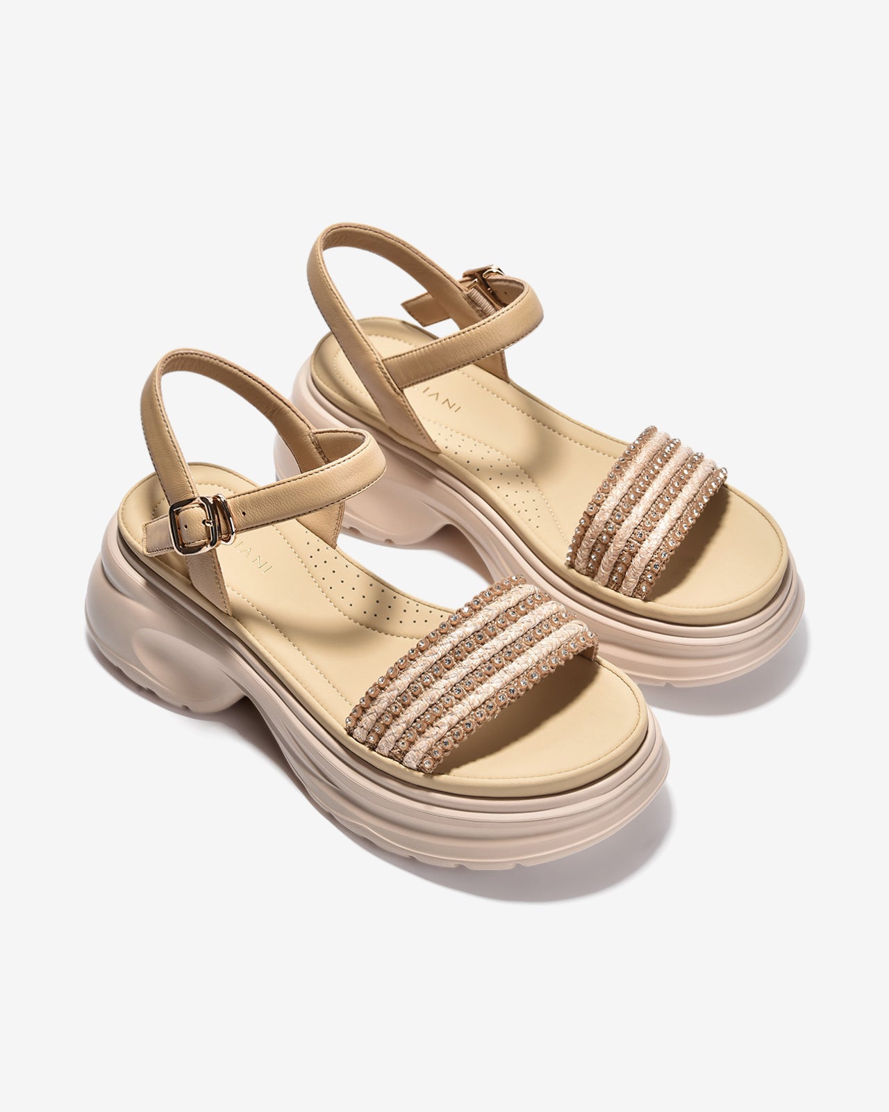 Giày Sandal Xuồng Zuciani Quai Đan Dây Đính Đá-SMD07Kem Color1