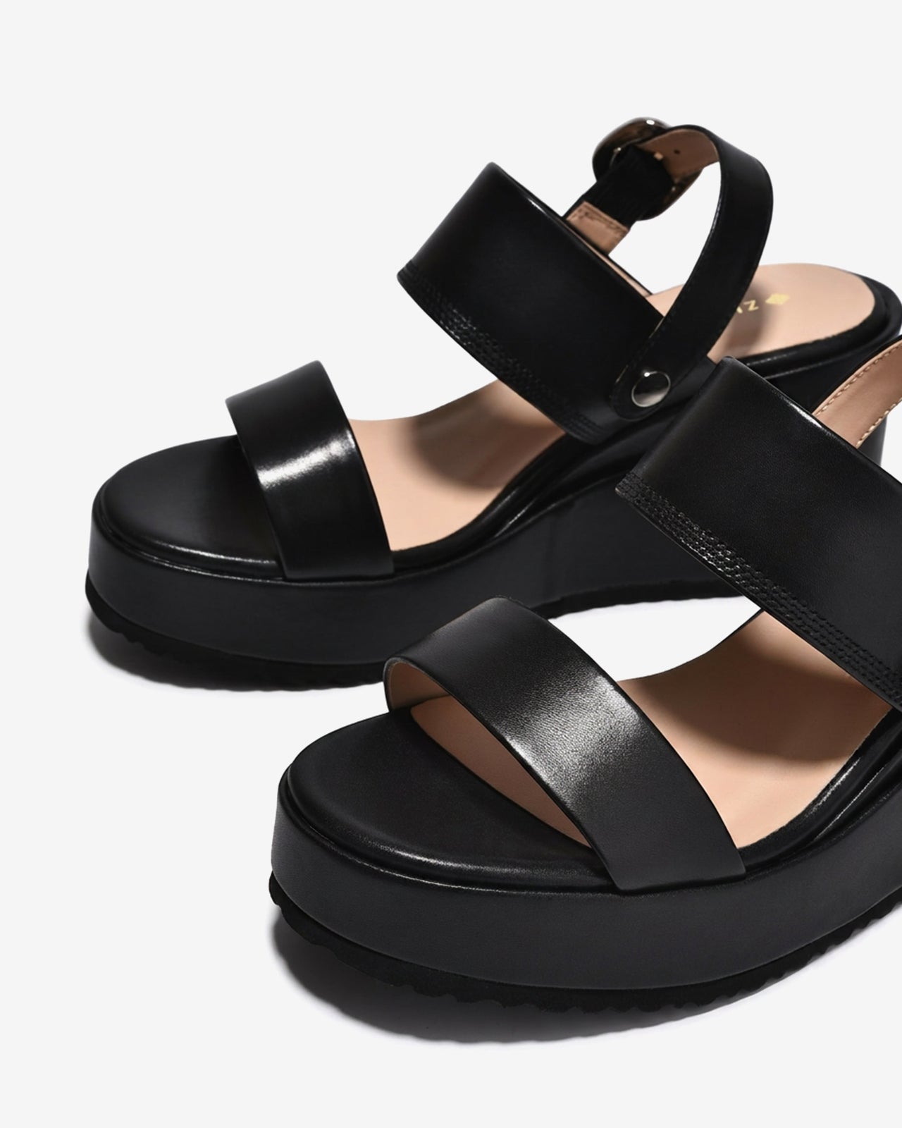 Sandal Xuồng Zuciani Đế 9CM Quai Đôi-SSD01Đen Color1