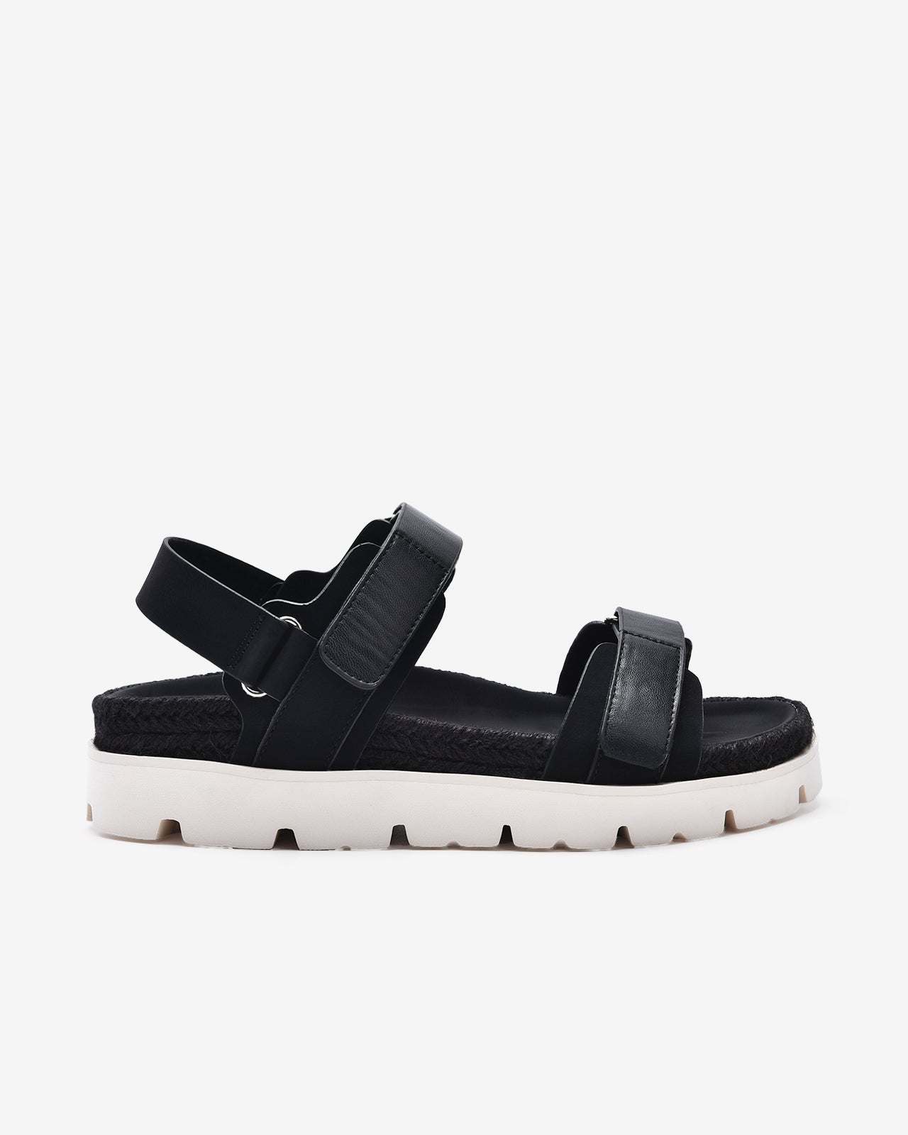 Giày Sandals Zucia Quai Dán Đế Phối Cói-STH92Đen Color1First