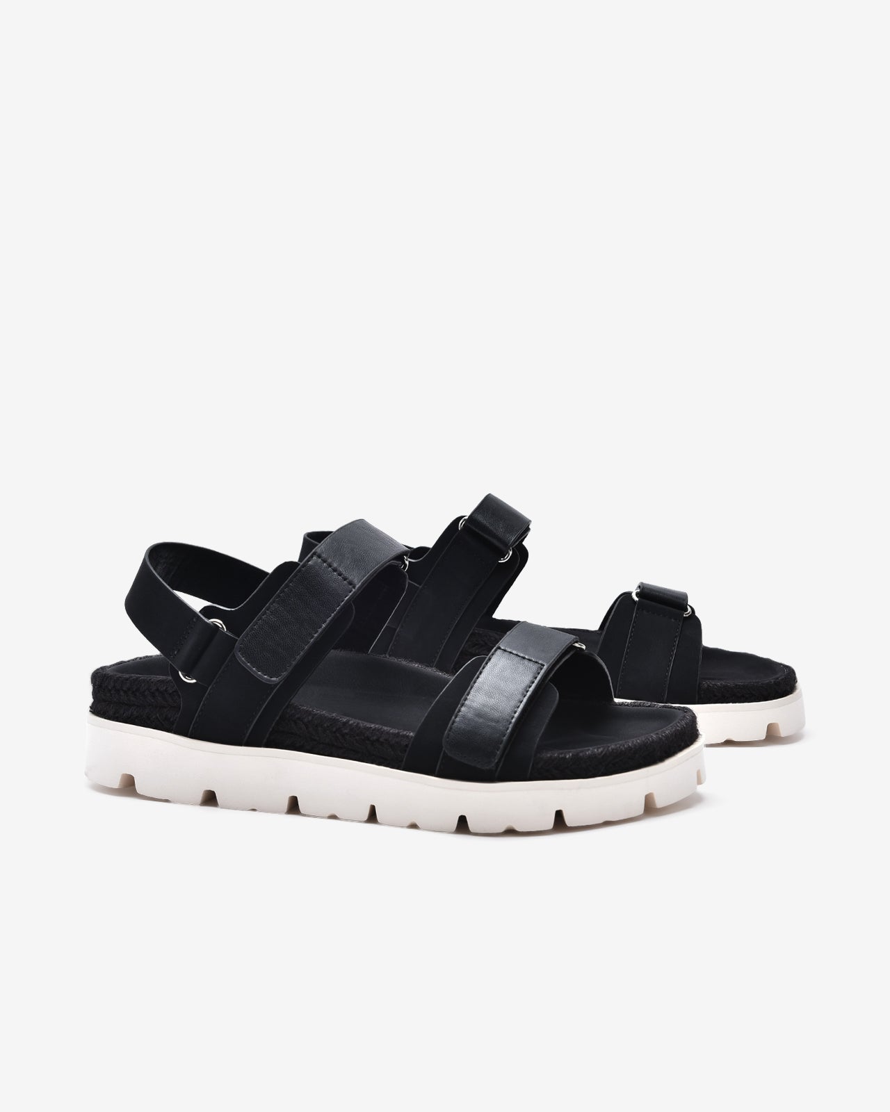 Giày Sandals Zucia Quai Dán Đế Phối Cói-STH92Đen Color1