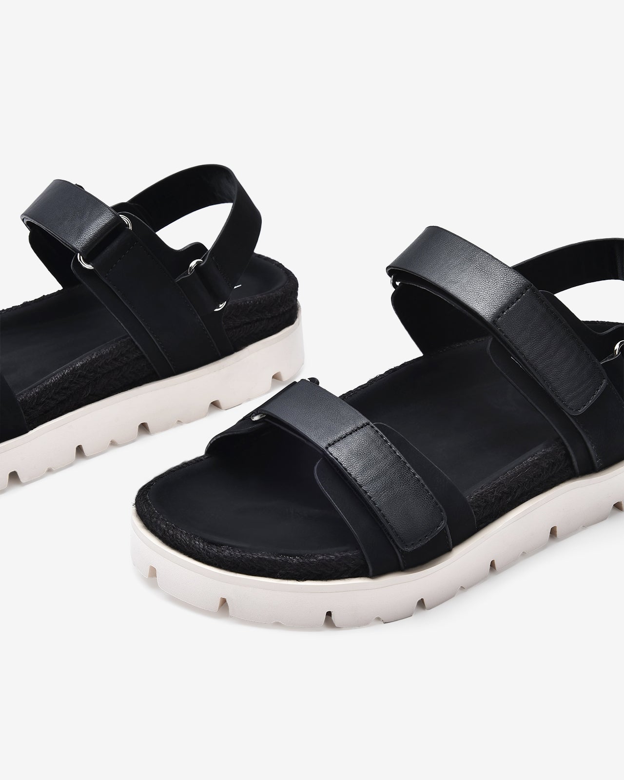 Giày Sandals Zucia Quai Dán Đế Phối Cói-STH92Đen Color1