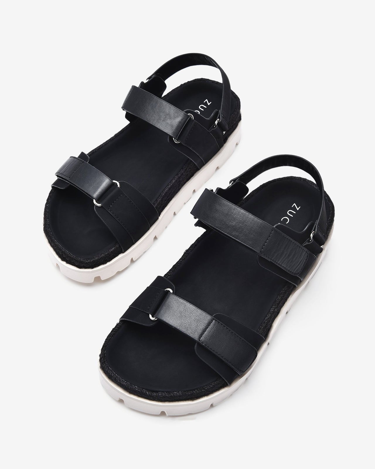 Giày Sandals Zucia Quai Dán Đế Phối Cói-STH92Đen Color1