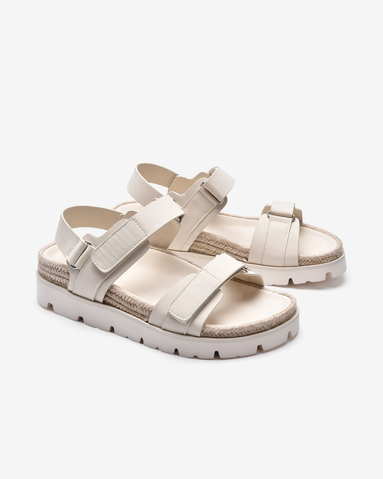 Giày Sandals Zucia Quai Dán Đế Phối Cói-STH92Kem Color1