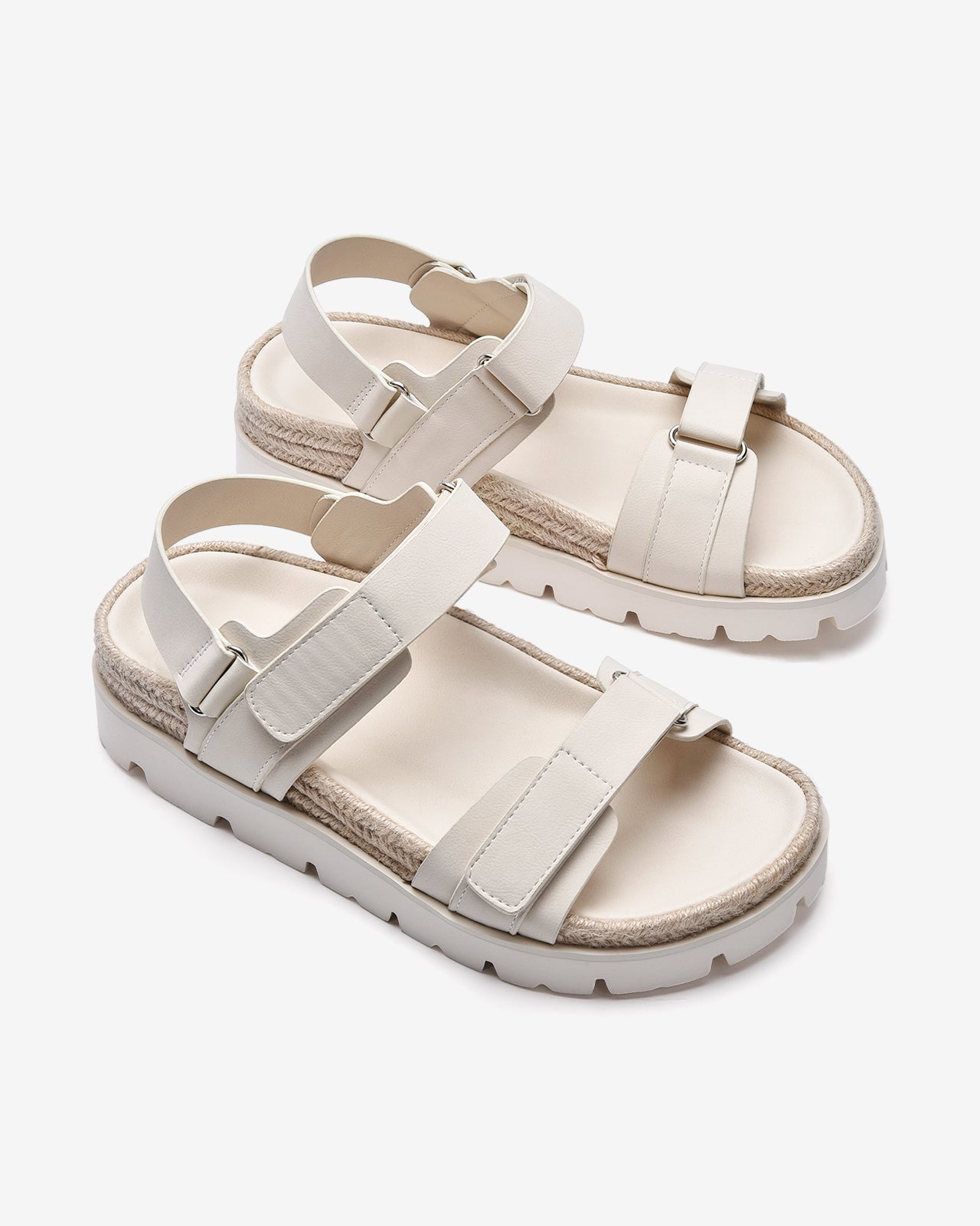 Giày Sandals Zucia Quai Dán Đế Phối Cói-STH92Kem Color1