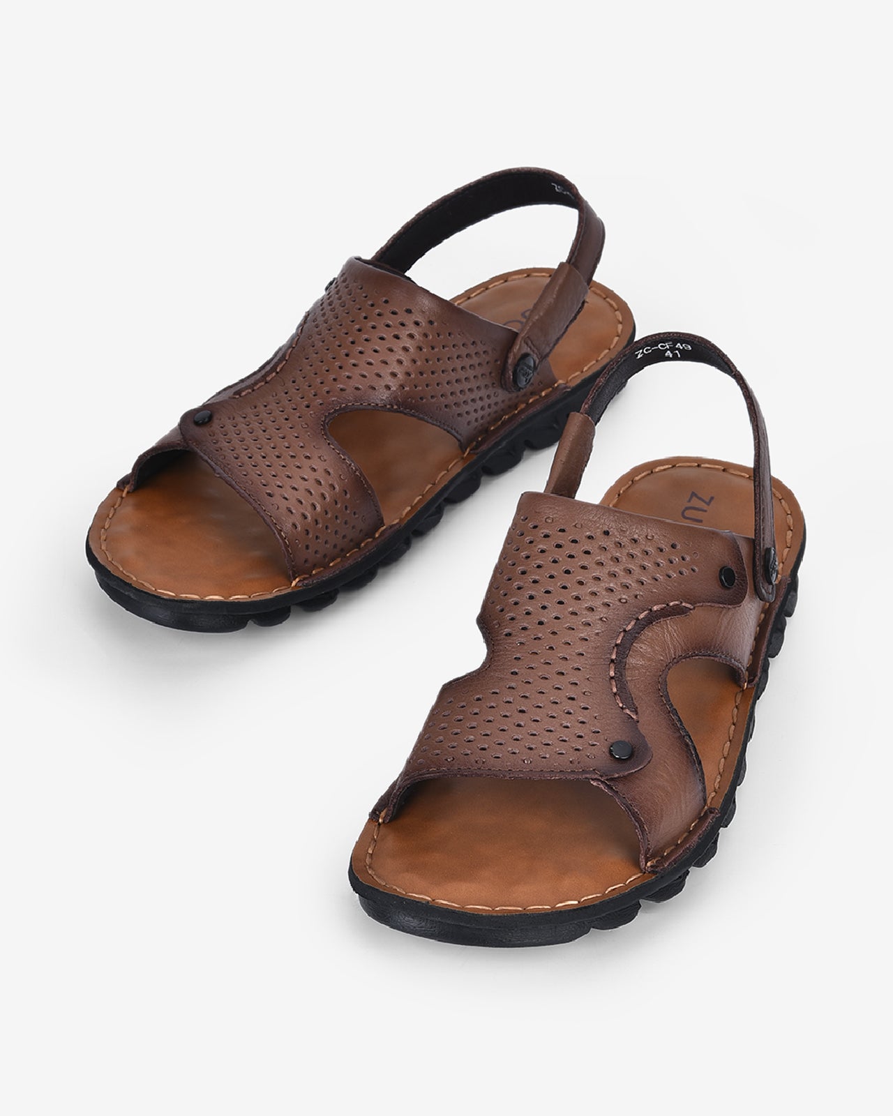 Giày Sandal Zuciani Quai Hậu Đục Lỗ-SCF49Nâu Color1