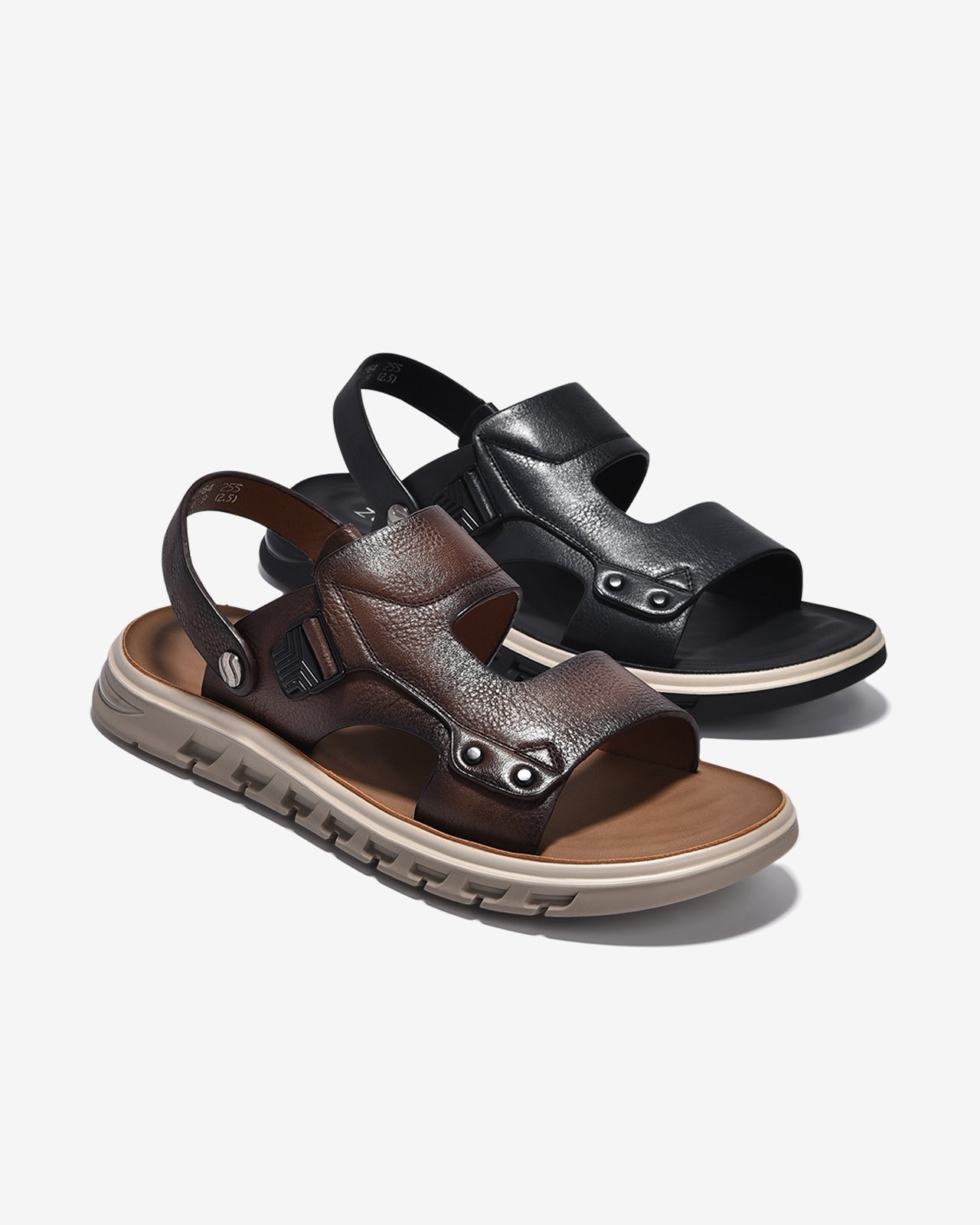 Giày Sandals Nam Zuciani Quai Da Dập Vân-SCF64-Đen Color1