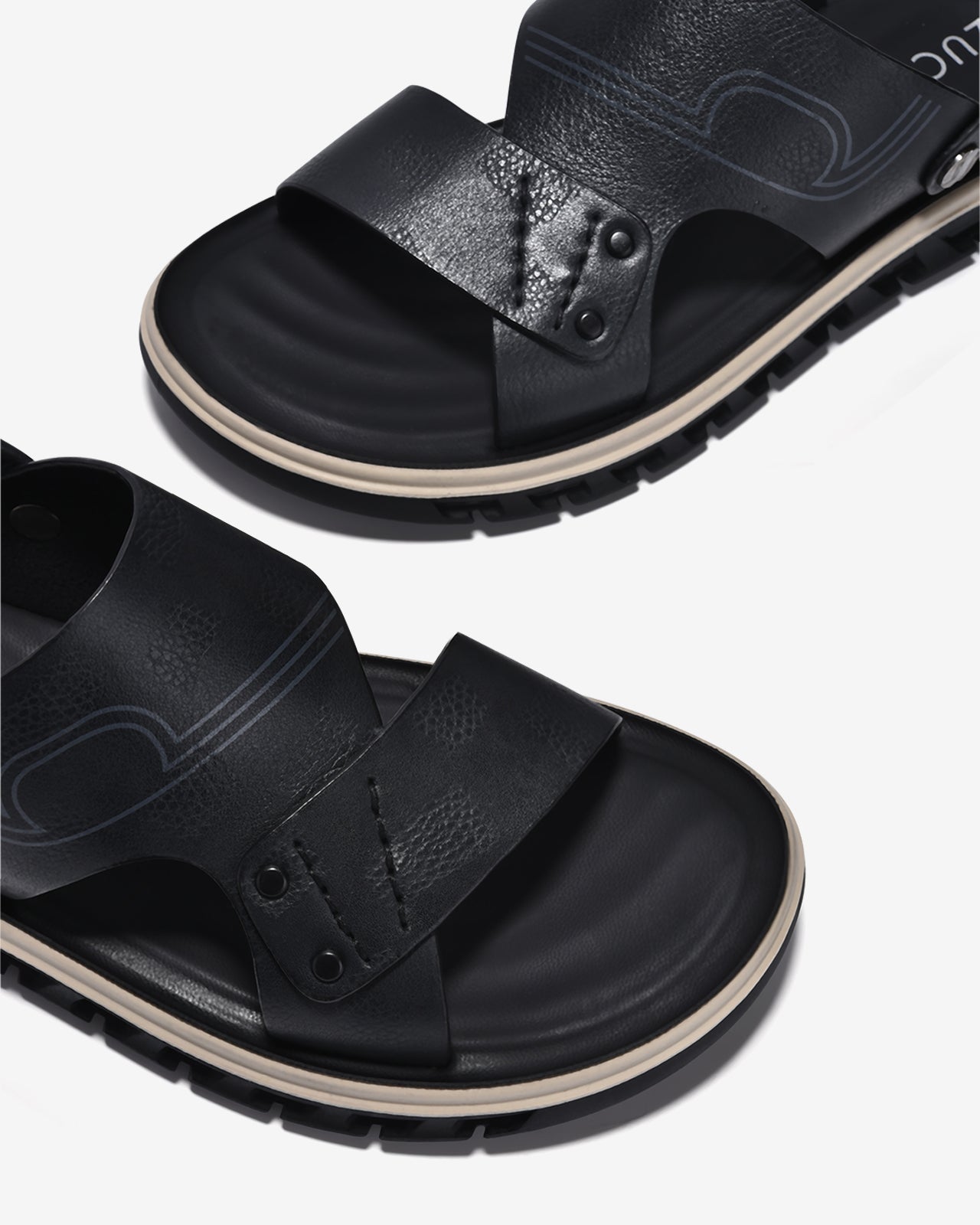 Giày Sandal Nam Zuciani Viền Đế Trắng-SCF66Đen Color1