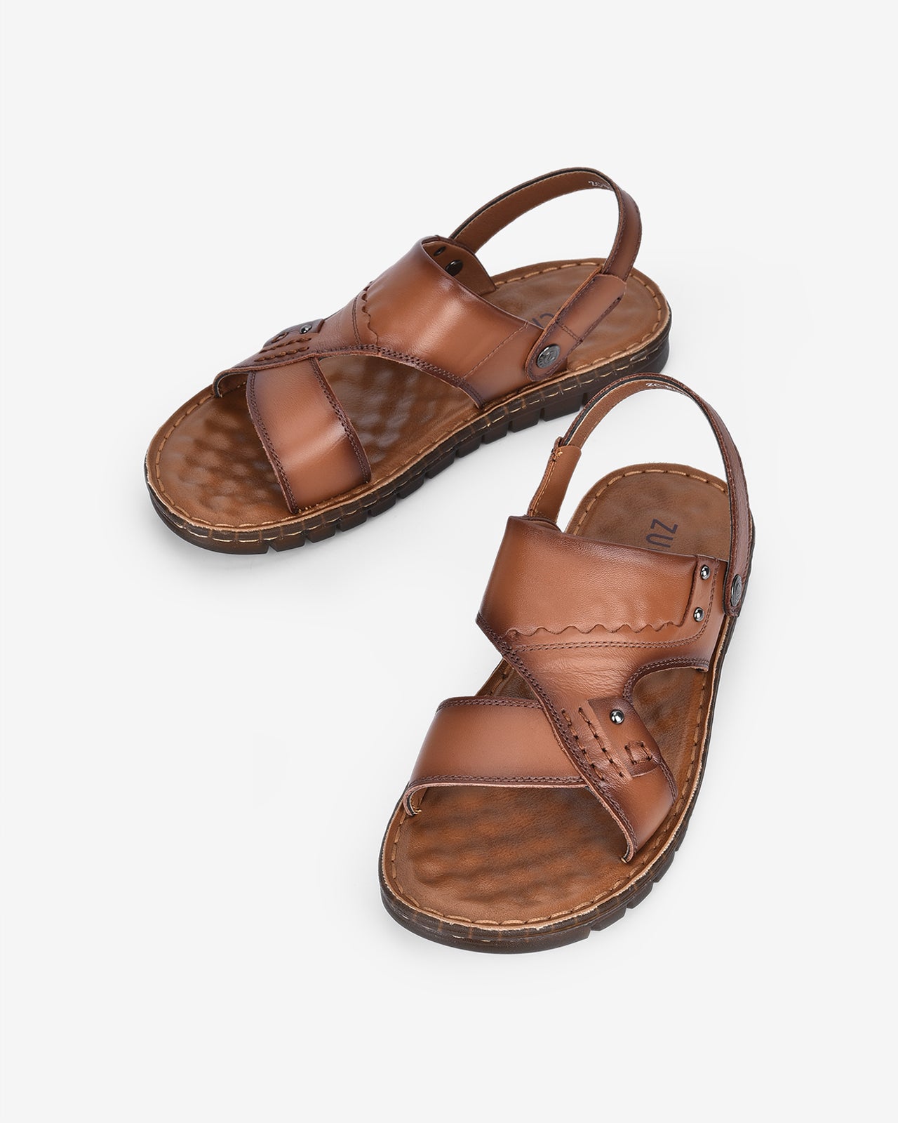 Giày Sandals Zuciani Viền Chỉ Da Trơn-SRD43-Nâu Color1