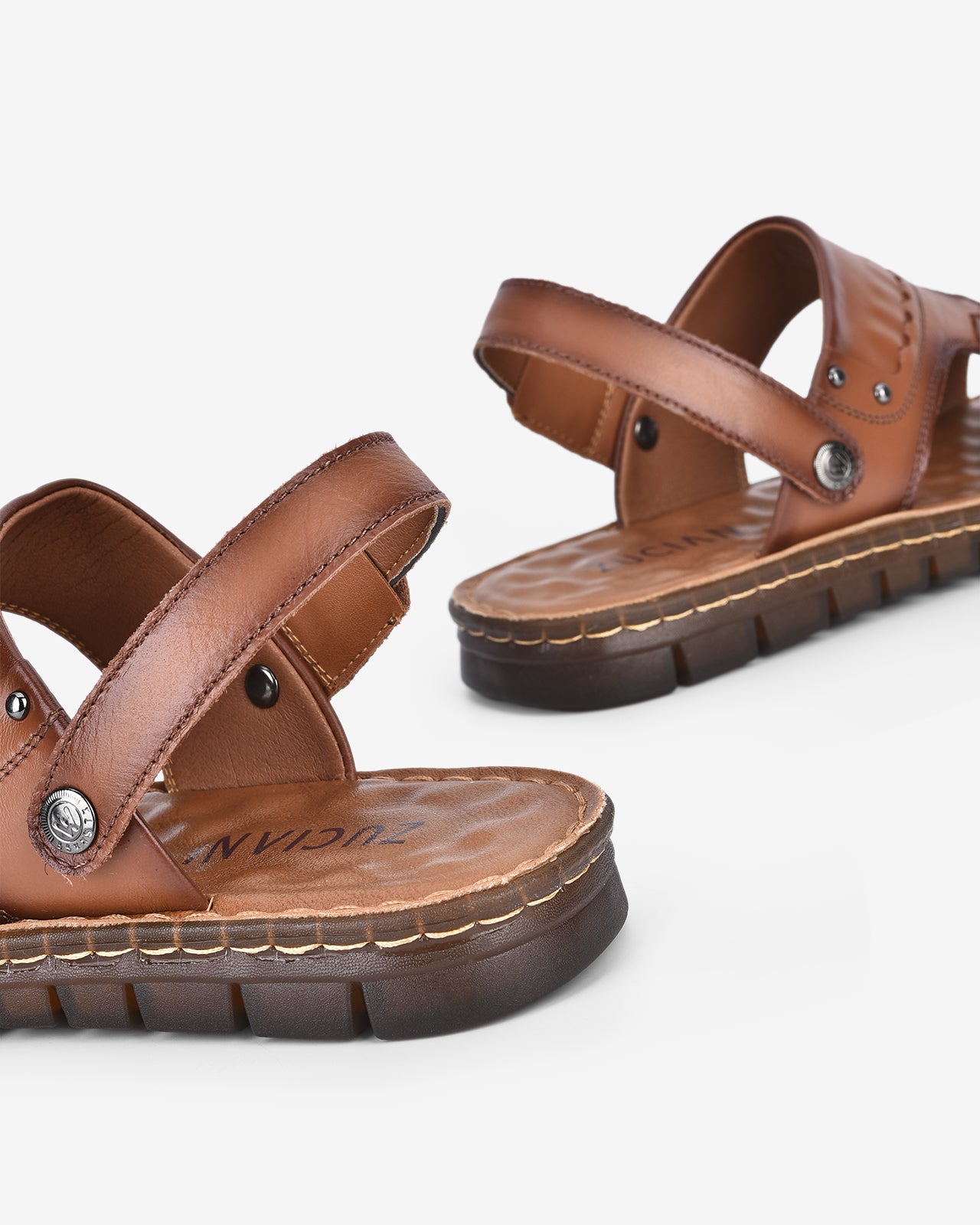 Giày Sandals Zuciani Viền Chỉ Da Trơn-SRD43-Nâu Color1