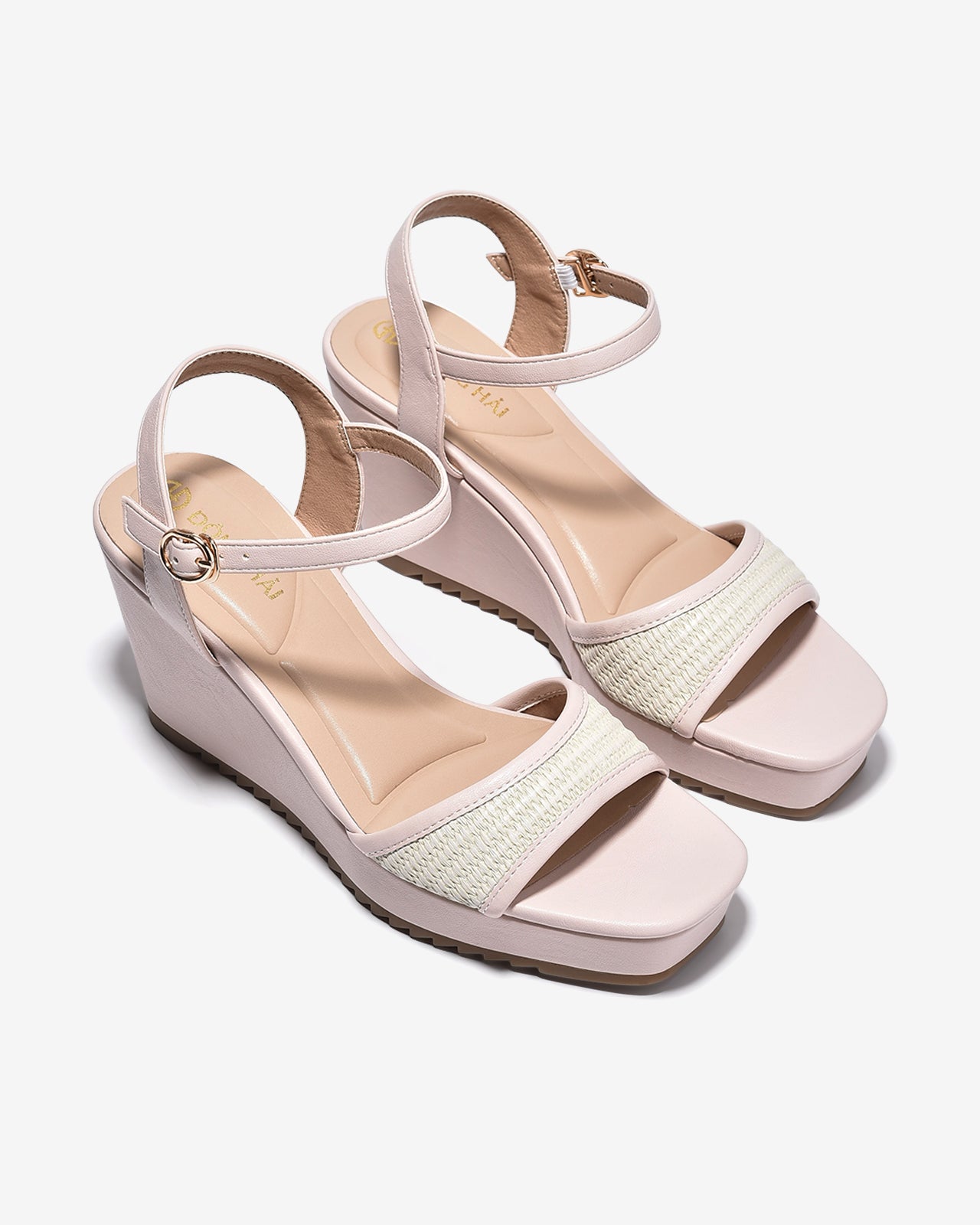 Sandal Xuồng Đông Hải 9cm Họa Tiết Đan-S81W2Hồng Color1