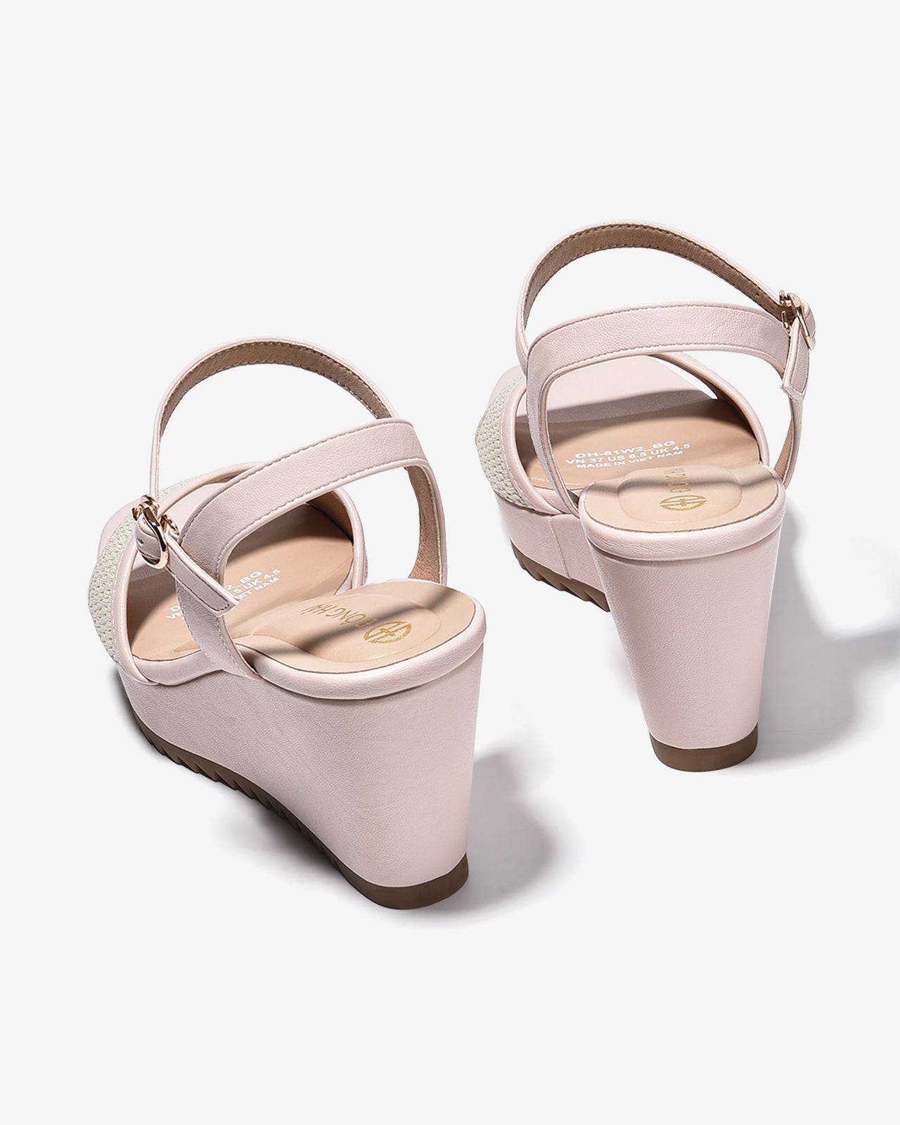 Sandal Xuồng Đông Hải 9cm Họa Tiết Đan-S81W2Hồng Color1
