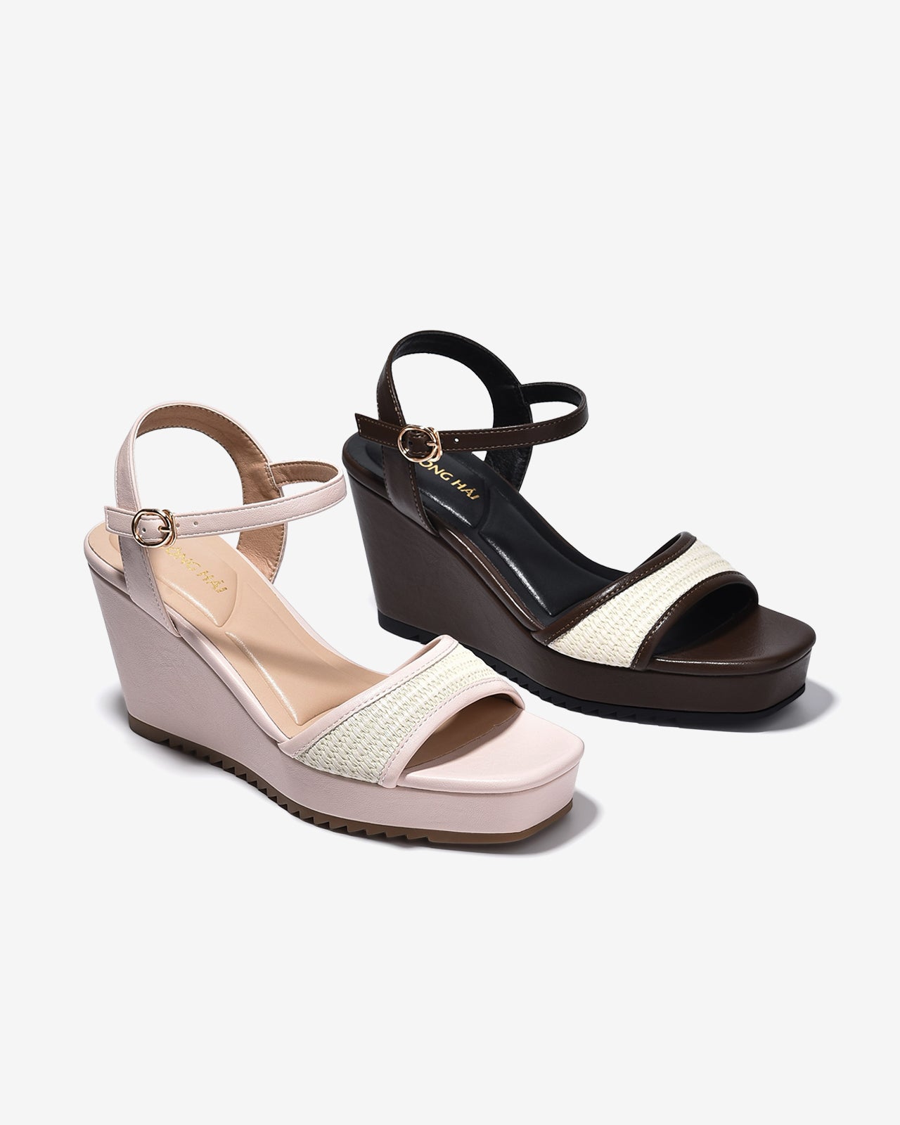 Sandal Xuồng Đông Hải 9cm Họa Tiết Đan-S81W2Hồng Color1