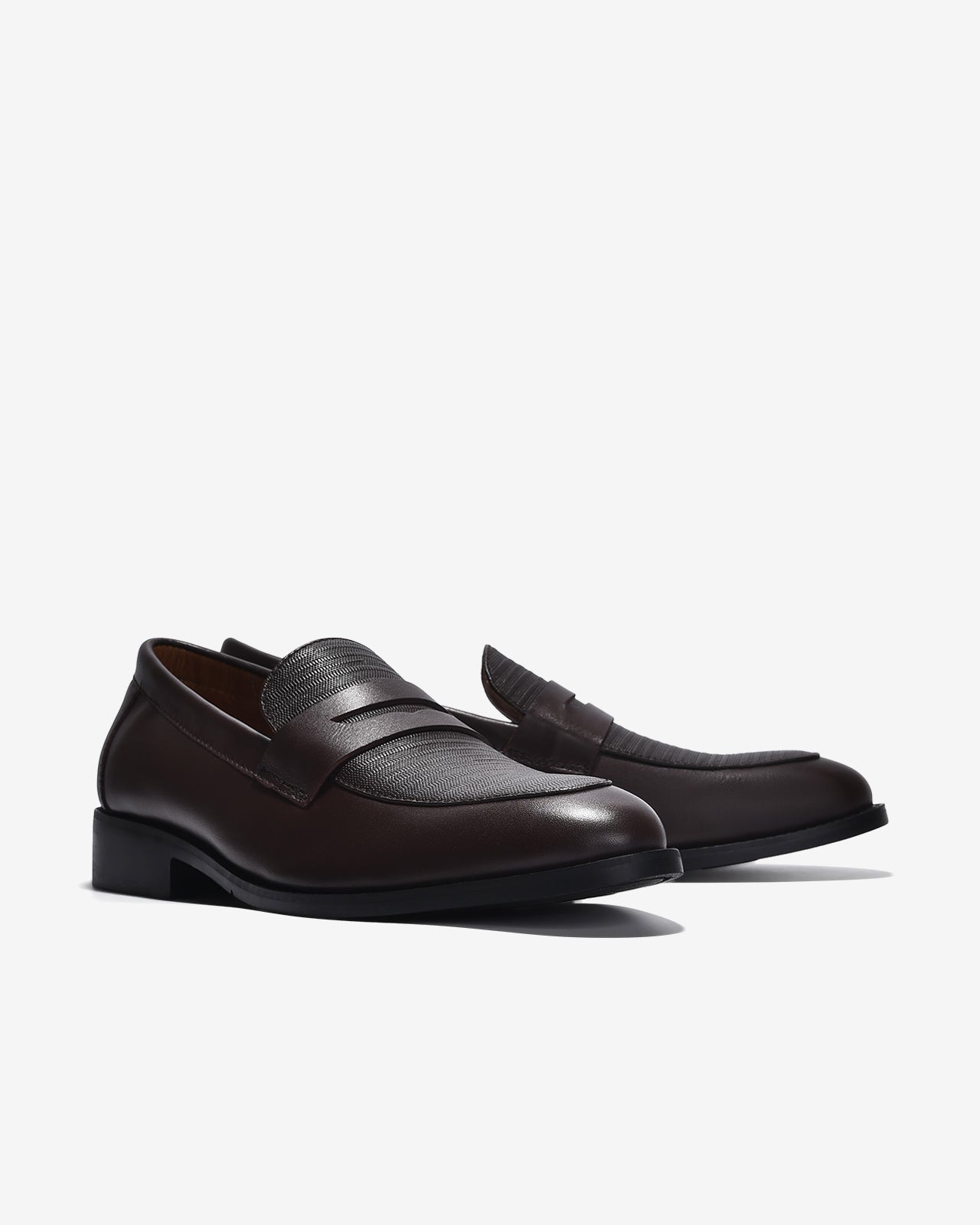 Giày Nam Penny Loafer Dập Vân-G01A8Nâu Color1