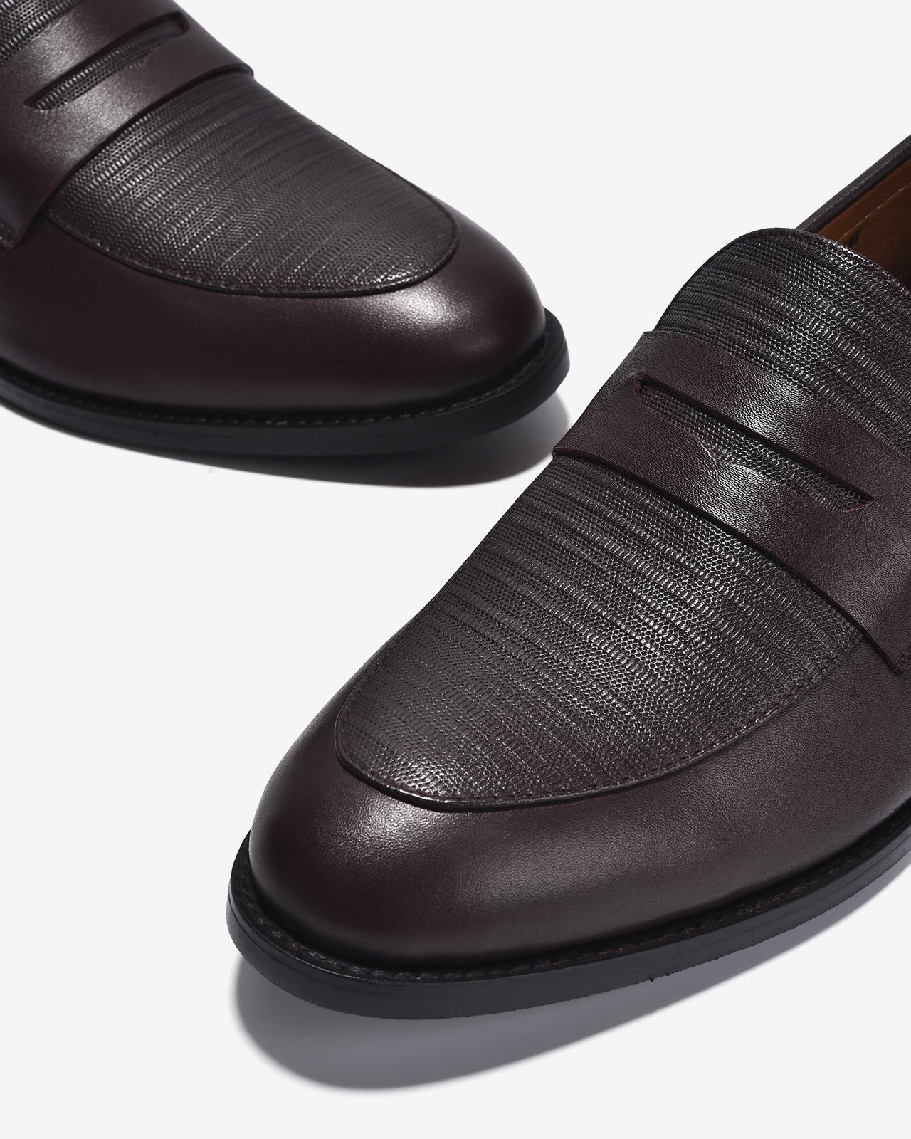 Giày Nam Penny Loafer Dập Vân-G01A8Nâu Color2