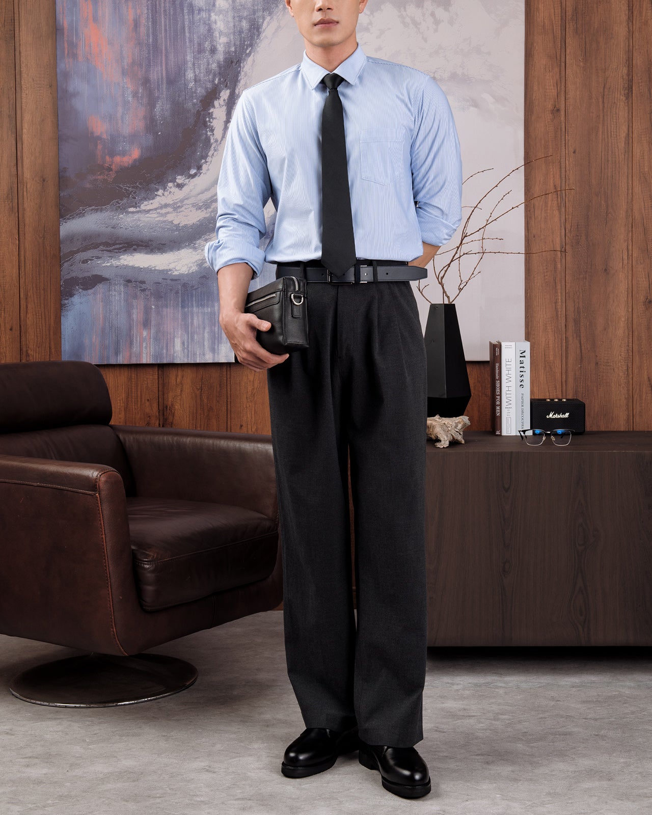 Giày Tây Nam Đông Hải Đế Derby Cổ Điển-G01C4Đen Color1