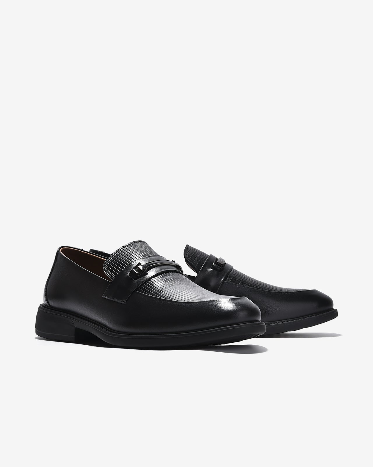 Giày Tây Loafer Đông Hải Quai Phối Khóa-G01C8Đen Color1