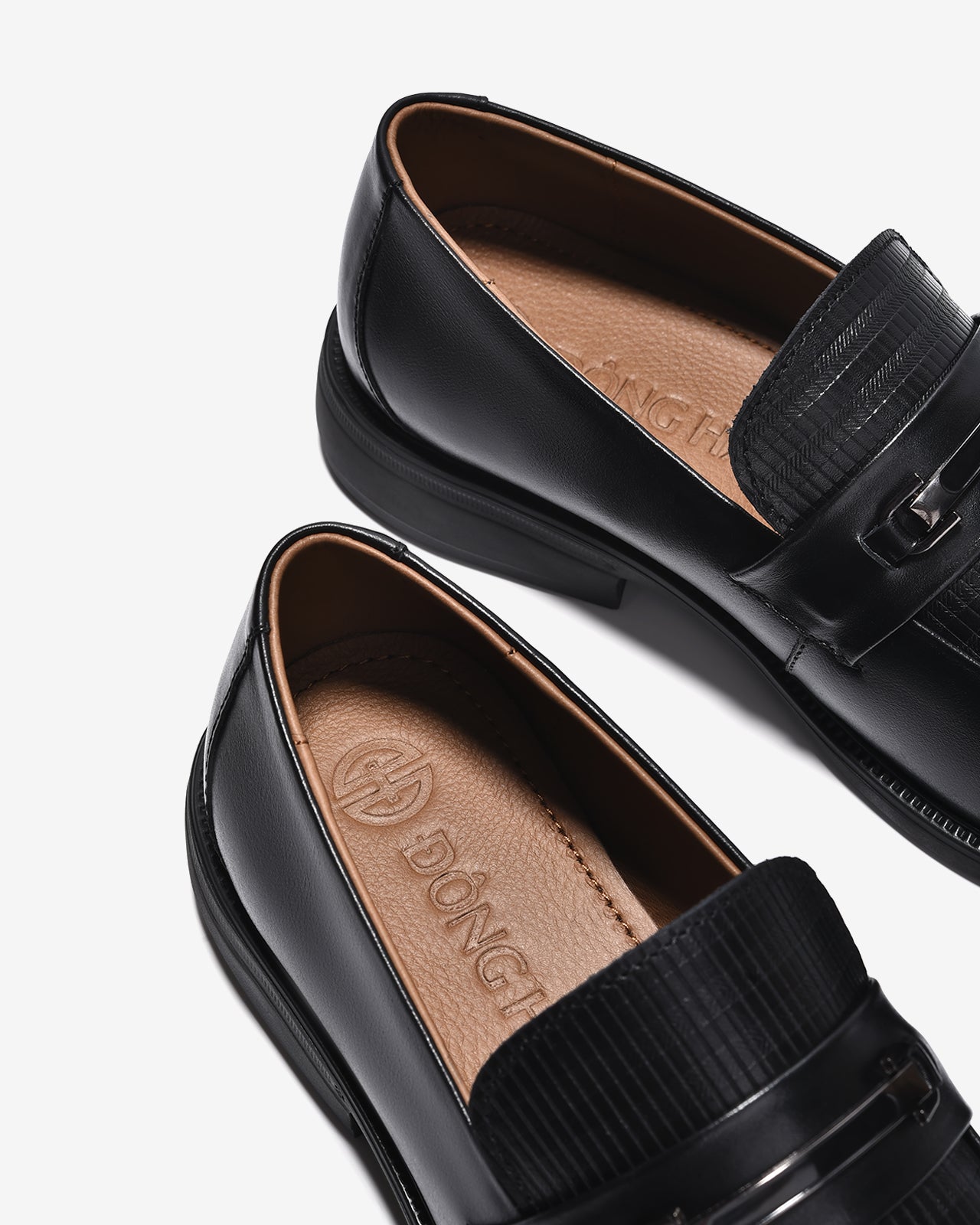 Giày Tây Loafer Đông Hải Quai Phối Khóa-G01C8Đen Color1