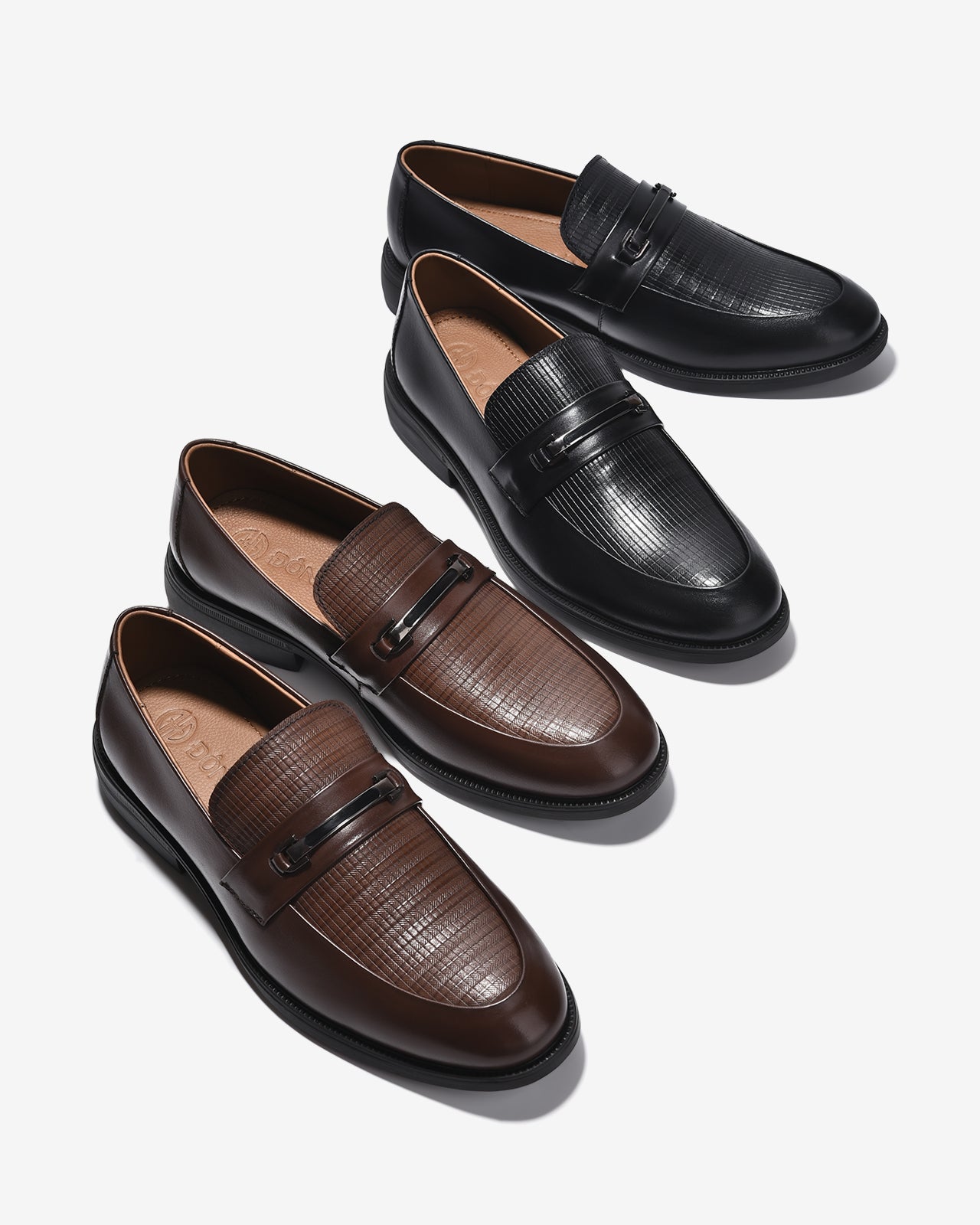 Giày Tây Loafer Đông Hải Quai Phối Khóa-G01C8-Đen Color1