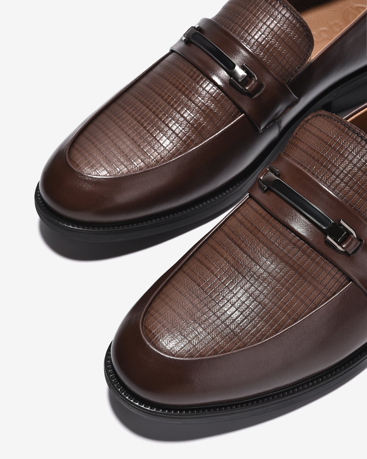 Giày Tây Loafer Đông Hải Quai Phối Khóa-G01C8Nâu Color1