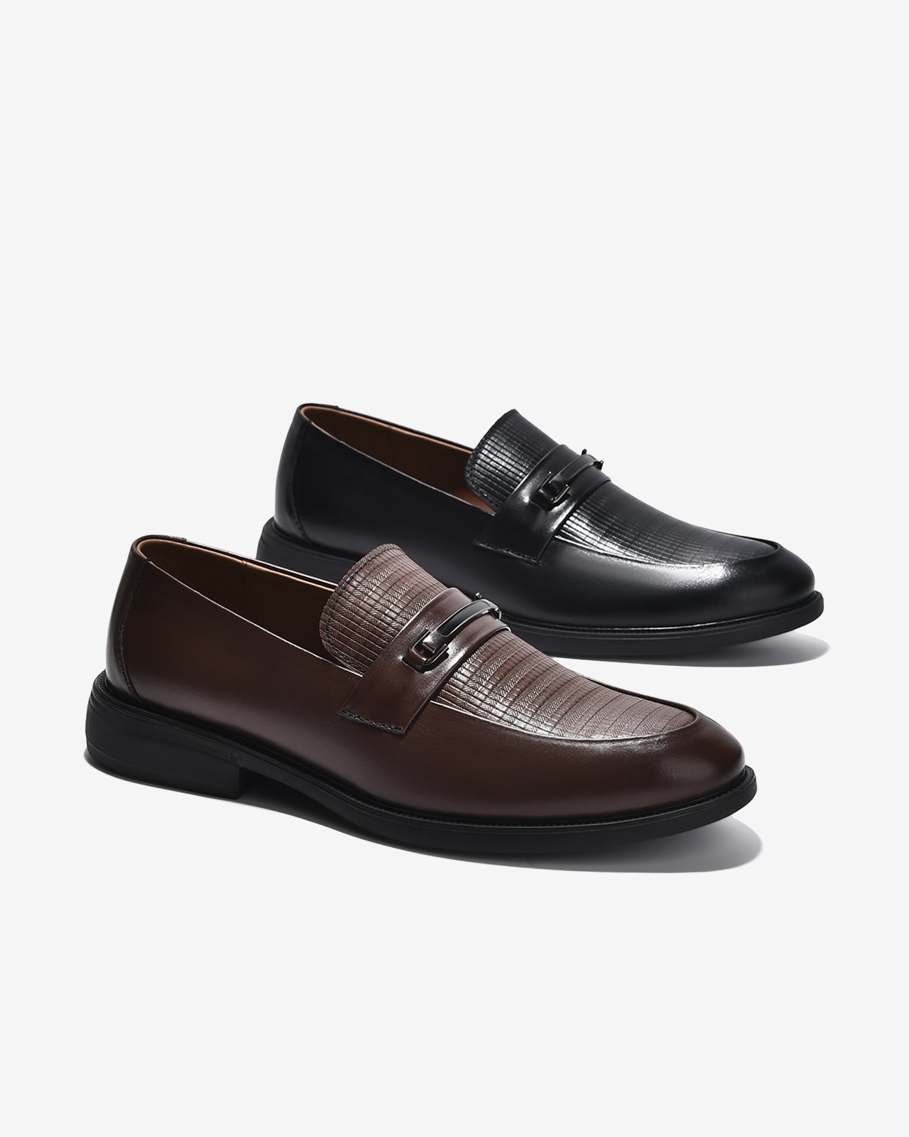 Giày Tây Loafer Đông Hải Quai Phối Khóa-G01C8Nâu Color1