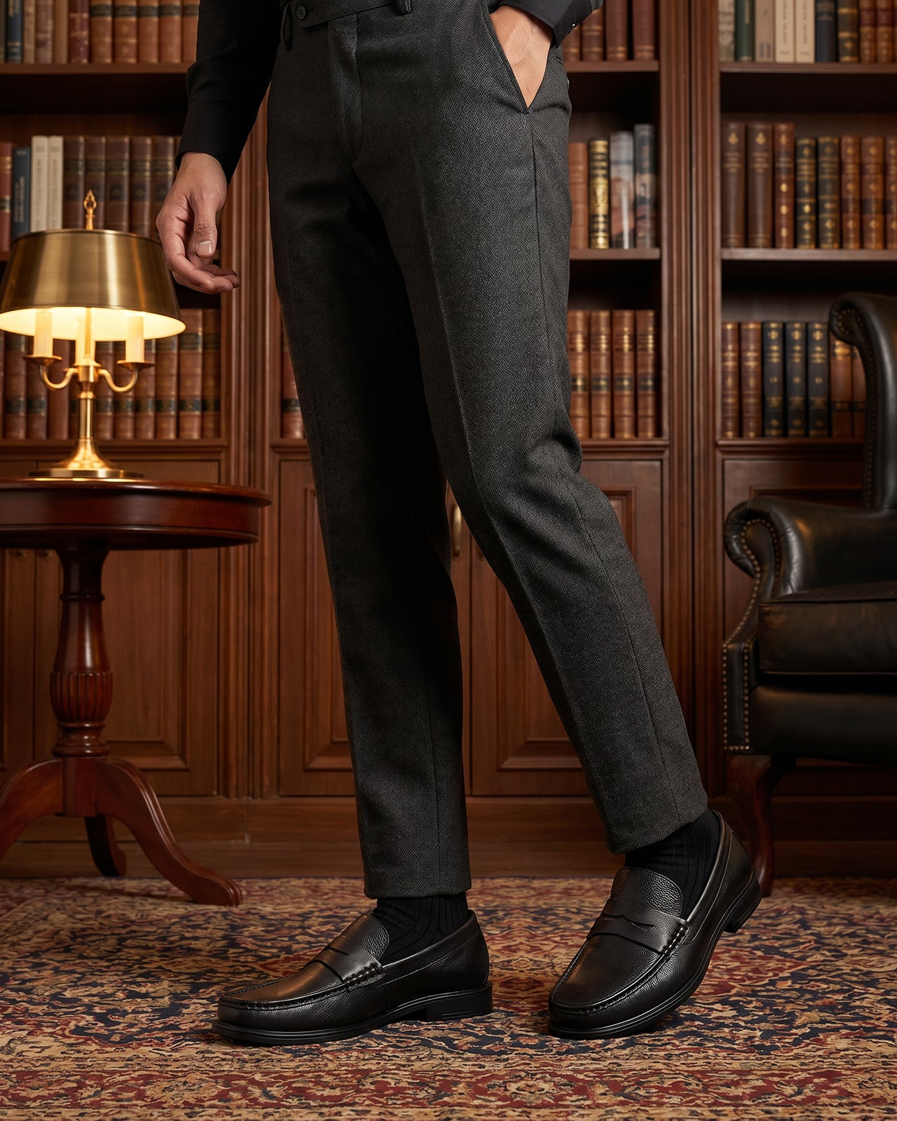 Giày Tây Đông Hải Loafer Da Mềm Viền Nổi-G2291Đen Color1