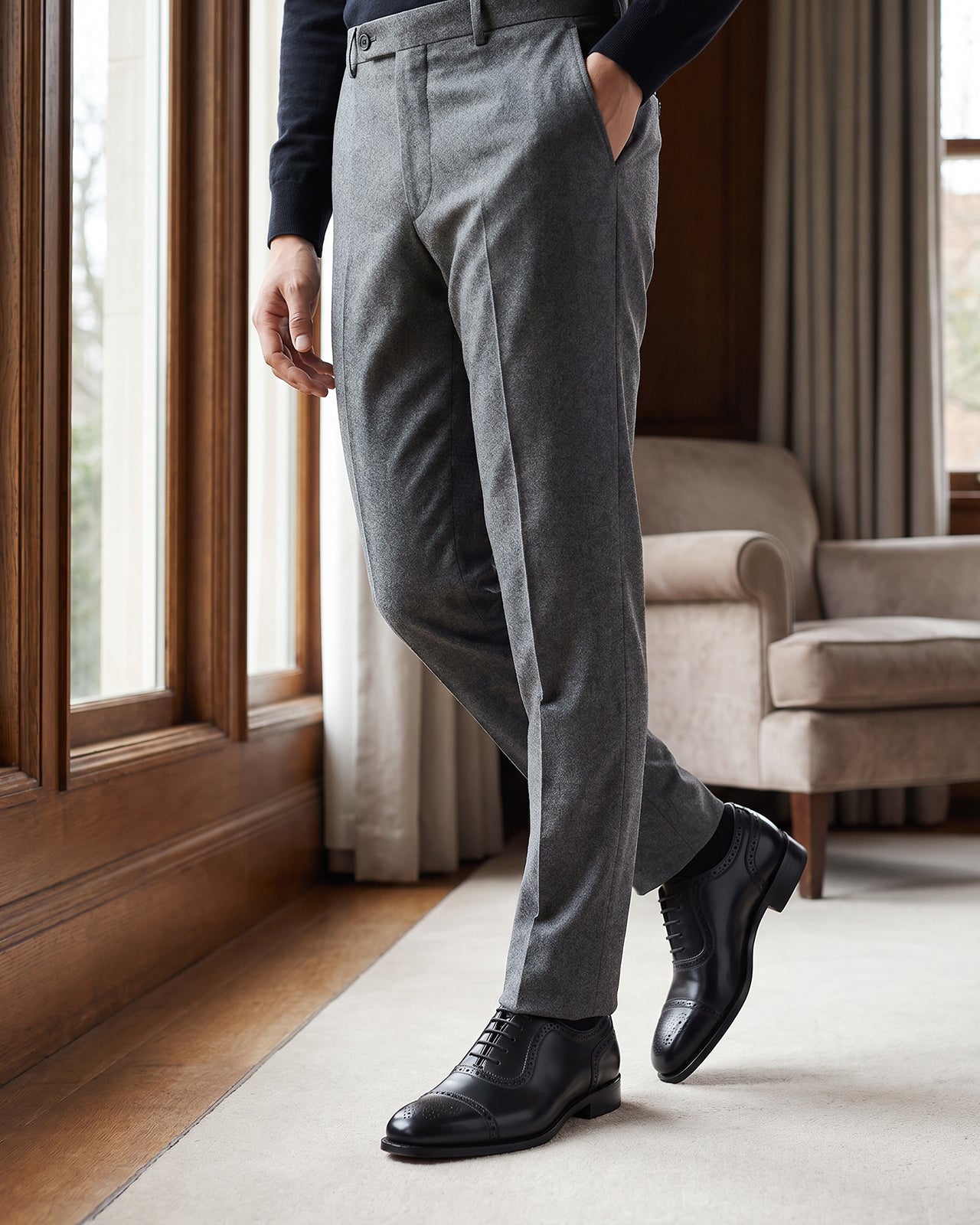 Giày Tây Goodyear Welt Oxford-G3304Đen Color1