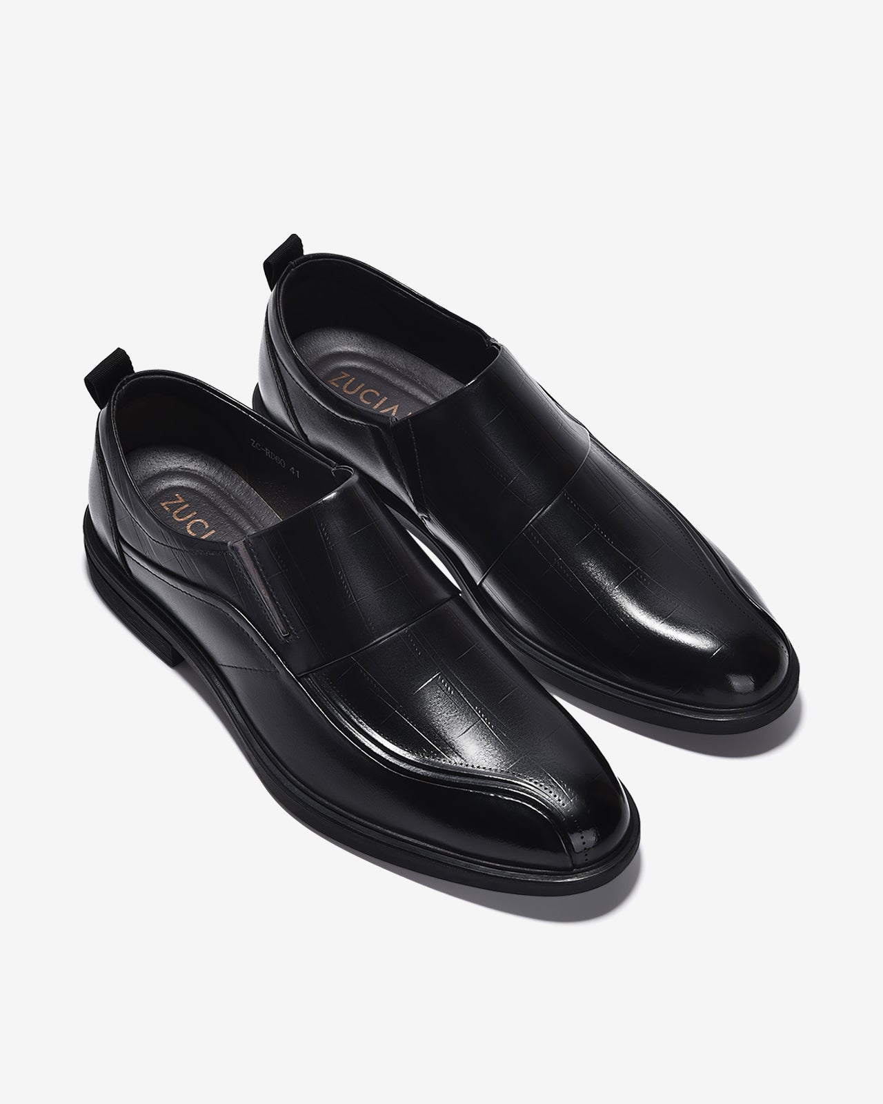Giày Tây Nam Zuciani Không Dây Dập Vân-GRD60Đen Color1