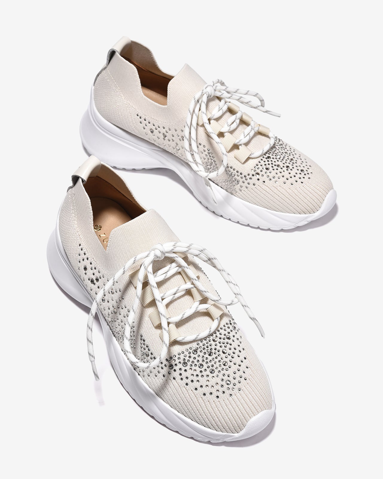 Giày Thể Thao Đính Đá Zuciani Đế Cao 6cm-GSD08Kem Color1