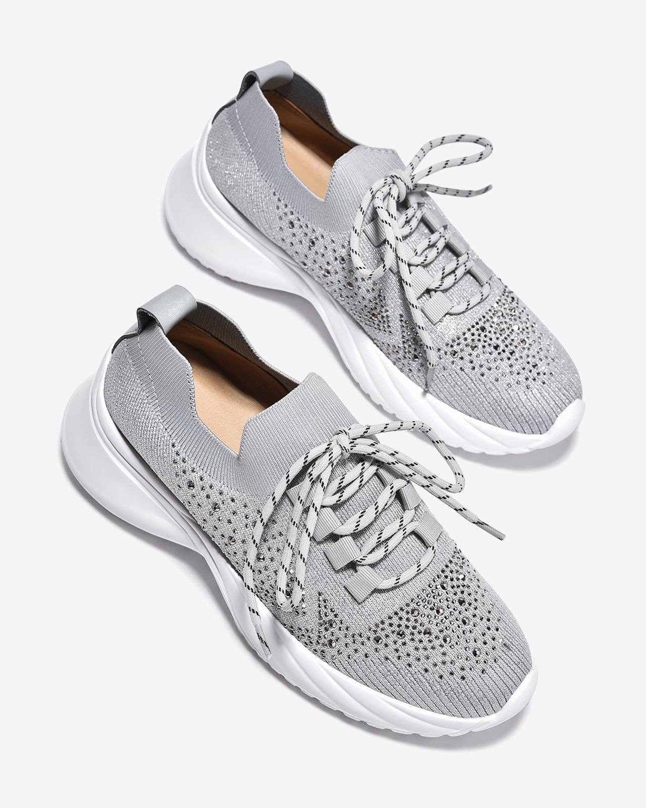 Giày Thể Thao Đính Đá Zuciani Đế Cao 6cm-GSD08Xám Color1