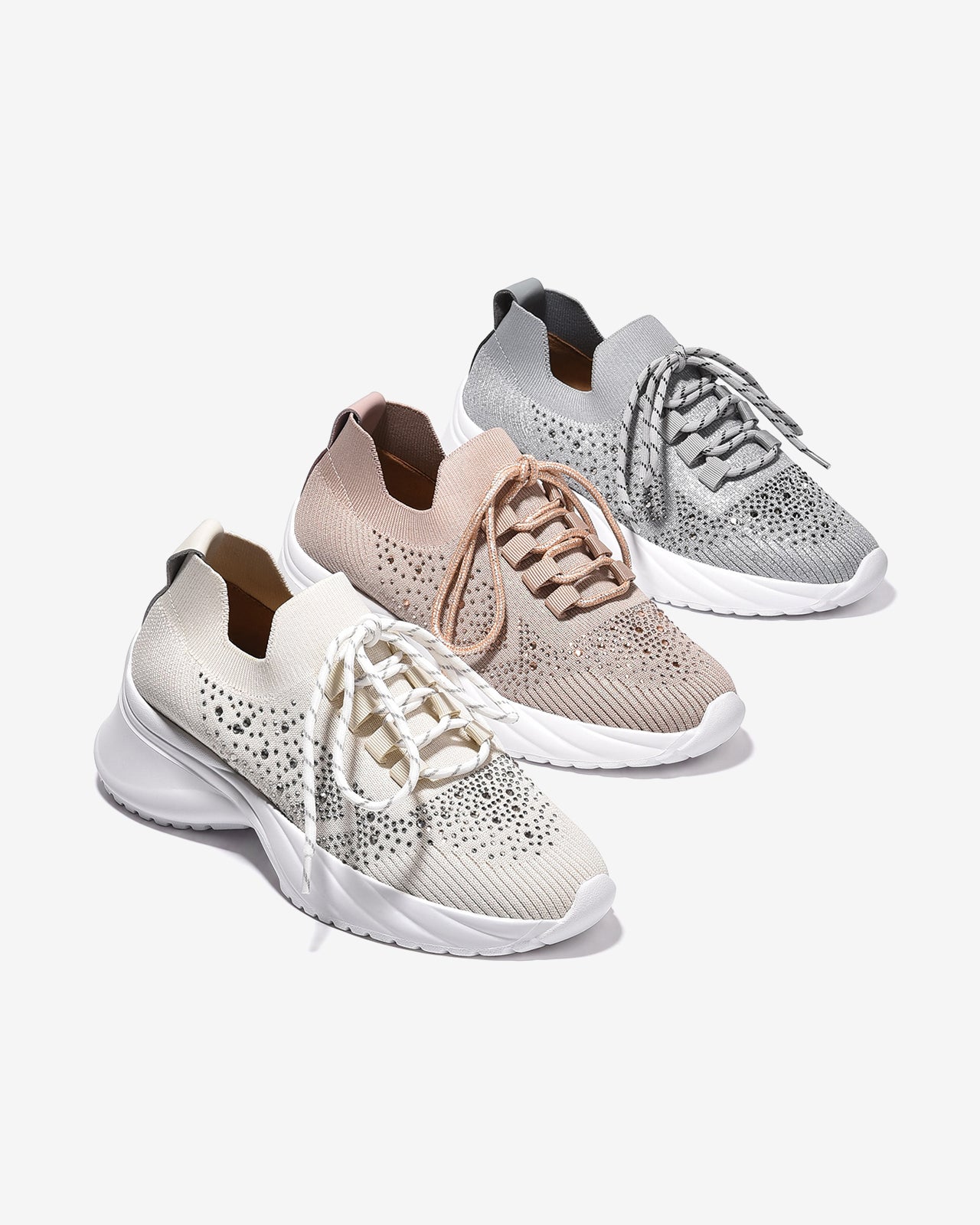 Giày Thể Thao Đính Đá Zuciani Đế Cao 6cm-GSD08Xám Color1