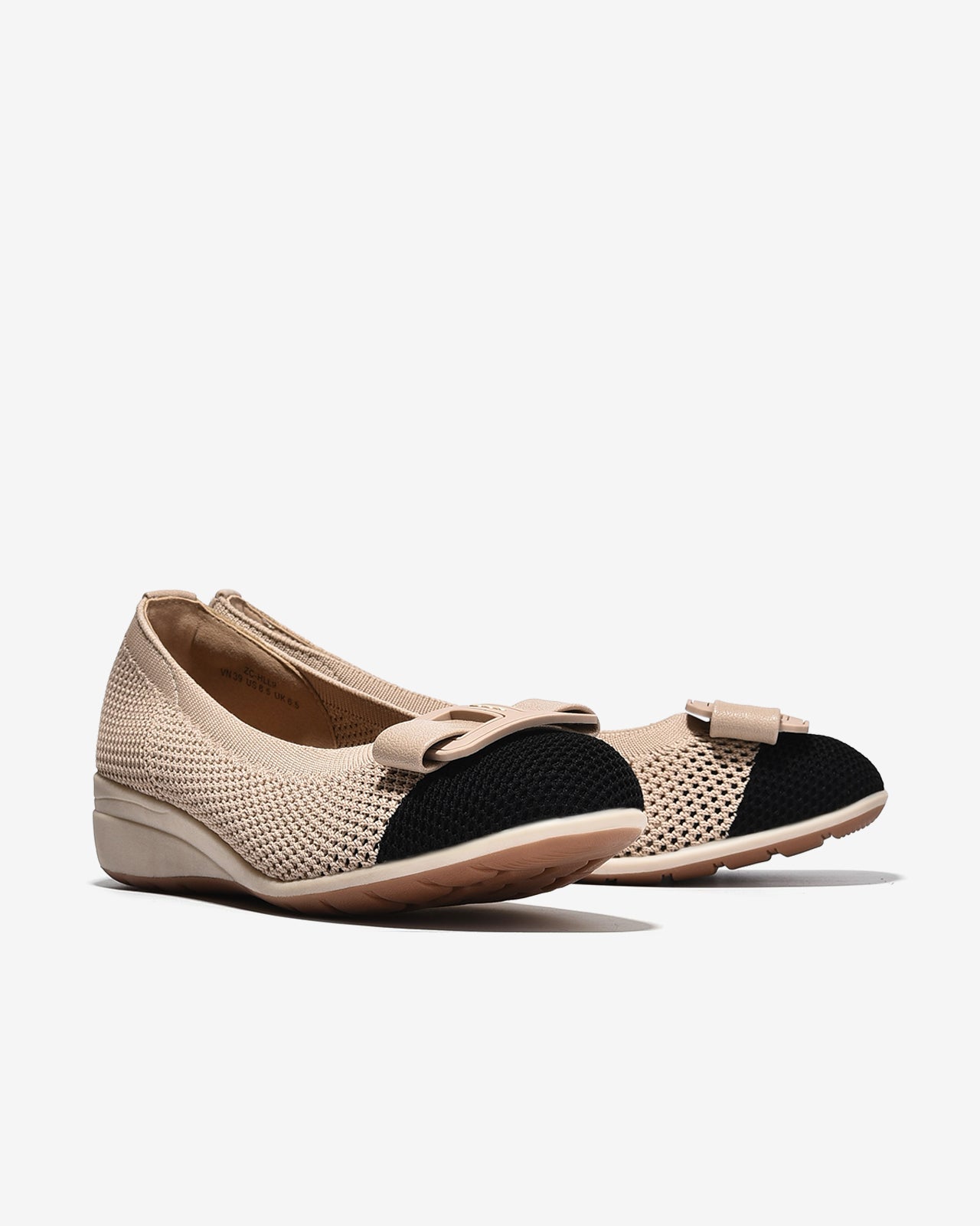 Giày Xuồng Zucia Vải Dệt Phối Khóa-GHLL9Kem Color1