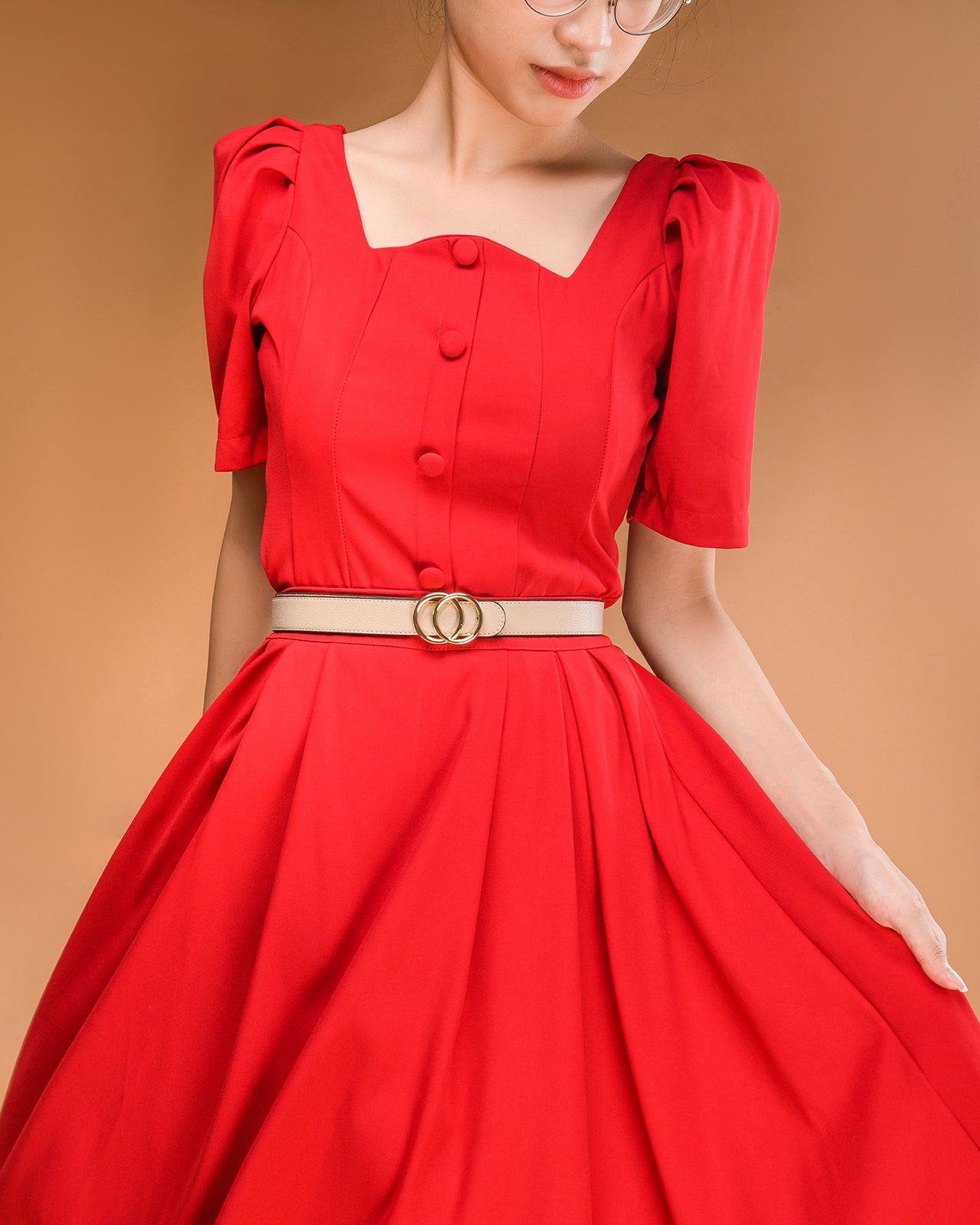 Nịt Da Nữ Đông Hải Khóa Tròn Đôi-PH02Kem Color1