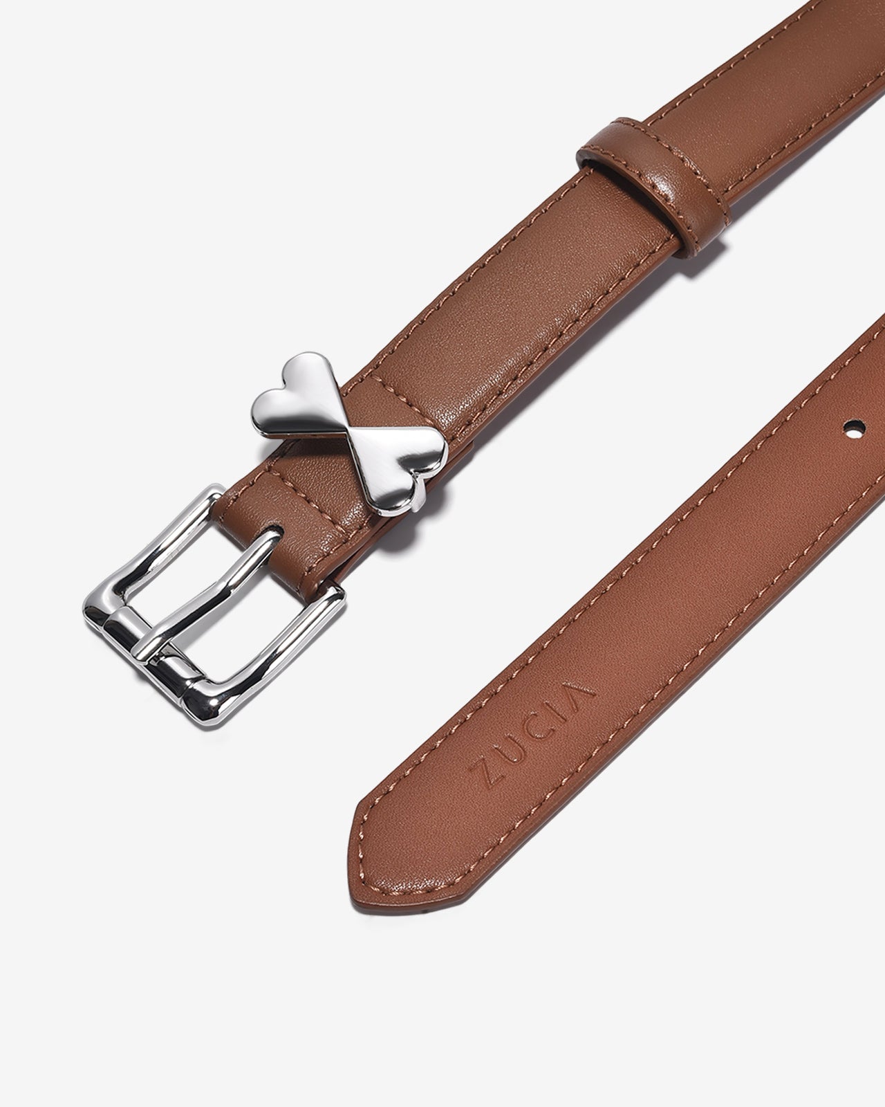 Nịt Da Nữ Zucia Khoá Tim Đôi-TD20Bò Color1