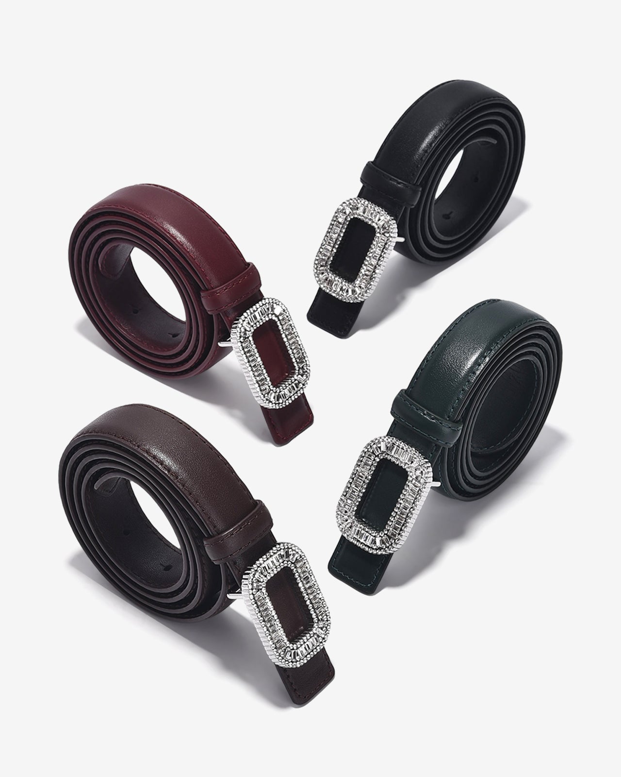 Nịt Da Nữ Zucia Khoá Vuông Đính Đá-TD22Nâu Color1