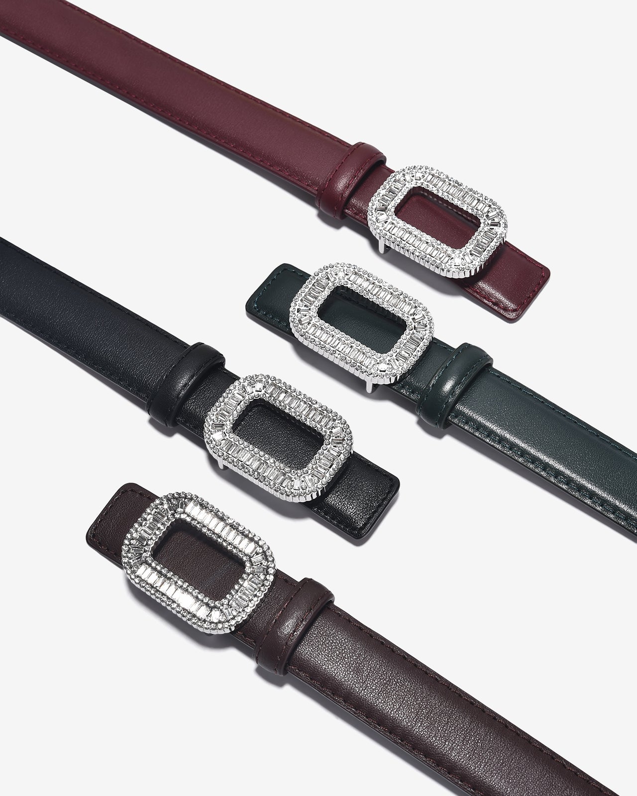 Nịt Da Nữ Zucia Khoá Vuông Đính Đá-TD22Xanh Lá Color1