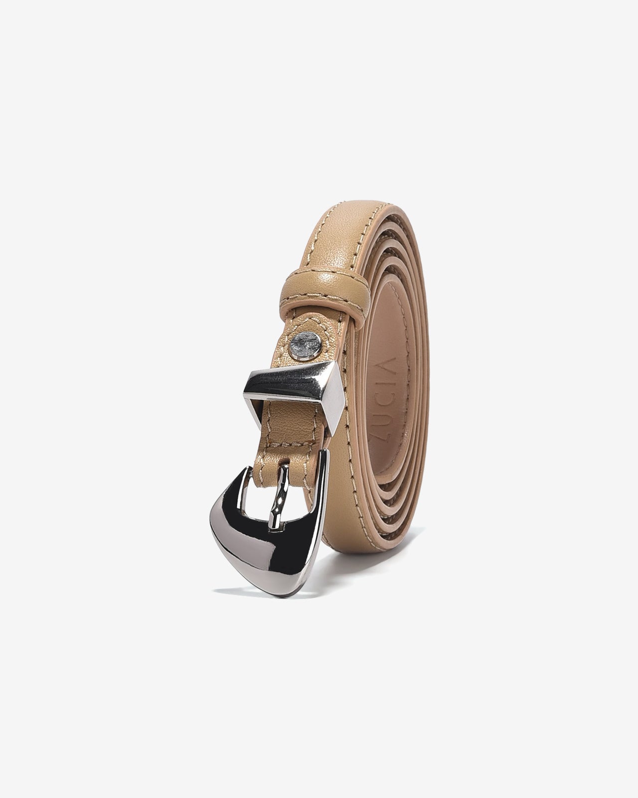 Nịt Da Nữ Zucia Khóa Kim Cách Điệu-TD25-Kem Color1First